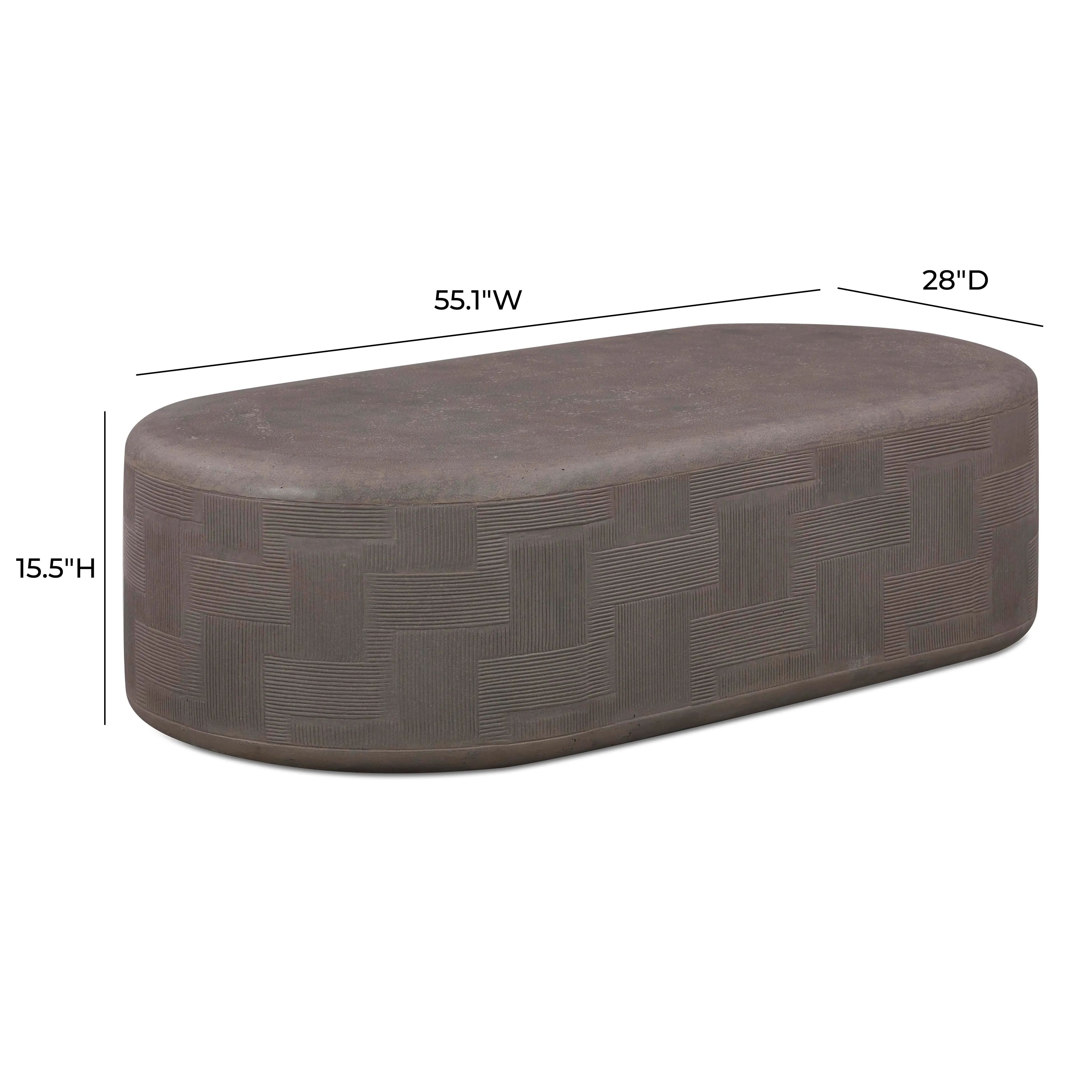 Suraya 55" Indoor/Outdoor Concrete Rounded Coffee Table - Image 20