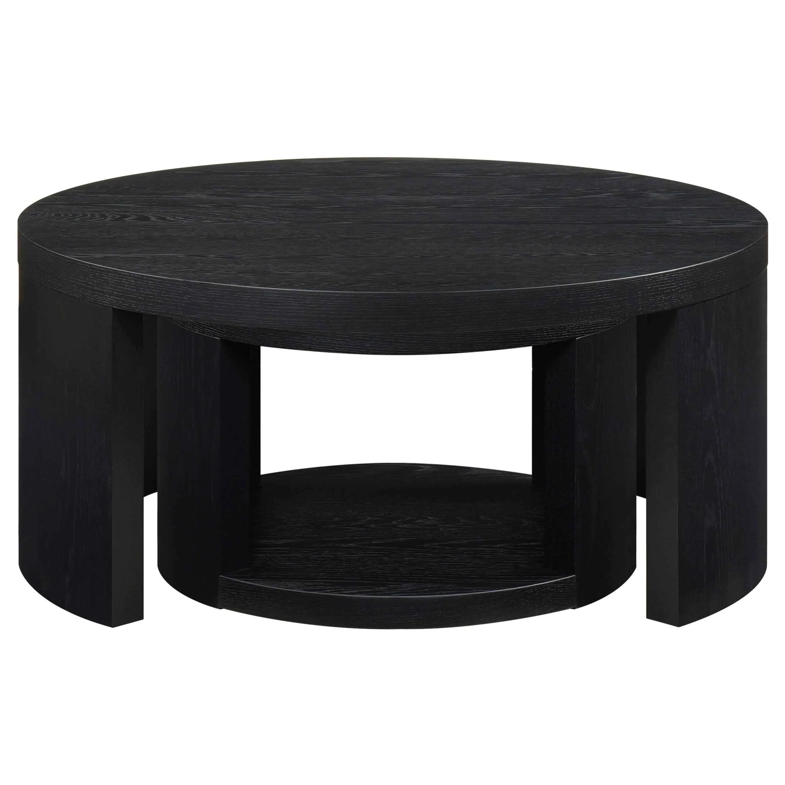 Sweeney Black 2-piece Round Wood Occasional Nesting Table Set - Image 4