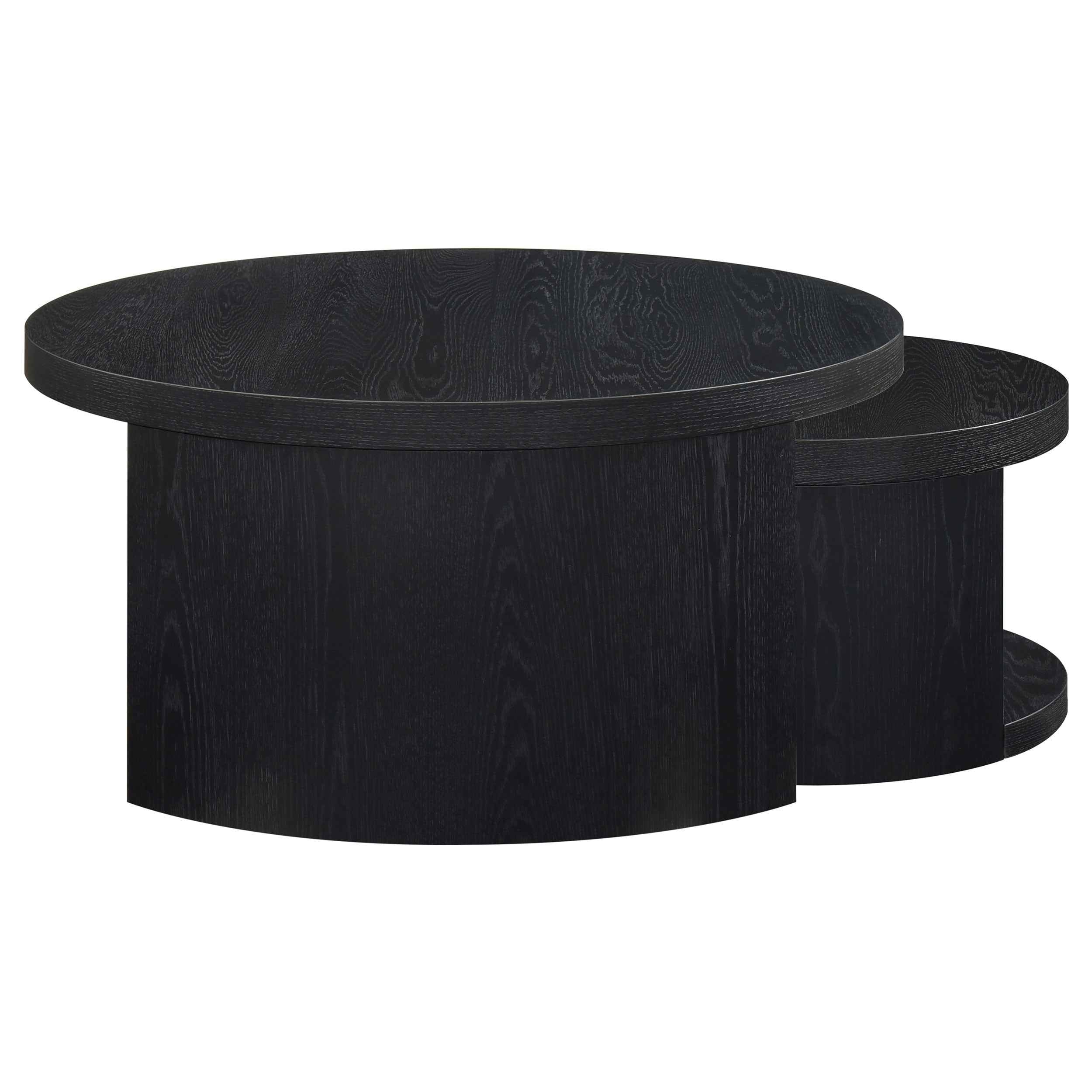 Sweeney Black 2-piece Round Wood Occasional Nesting Table Set - Image 5