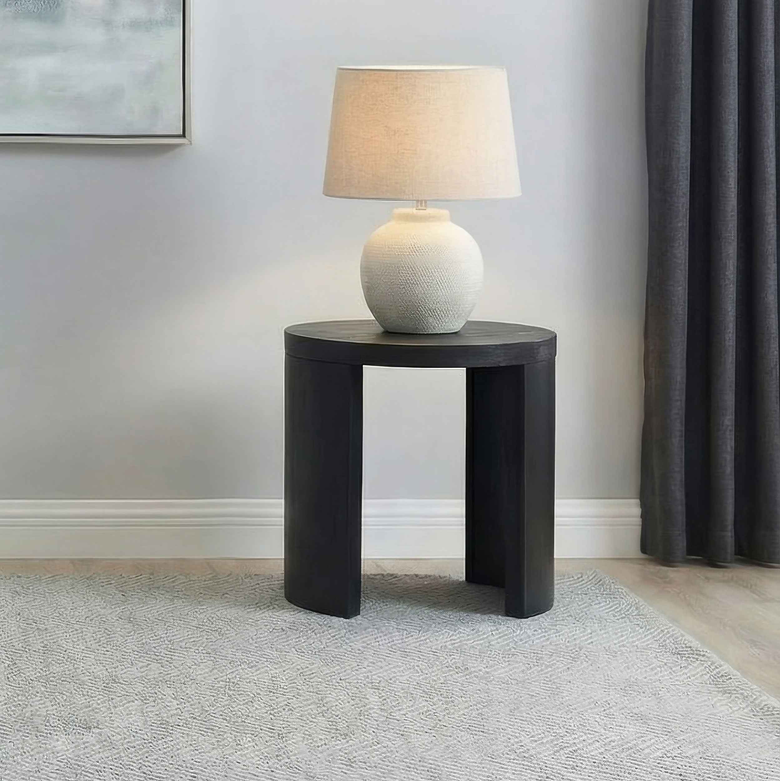 Sweeney Black 24-inch Round Wood Occasional Side End Table