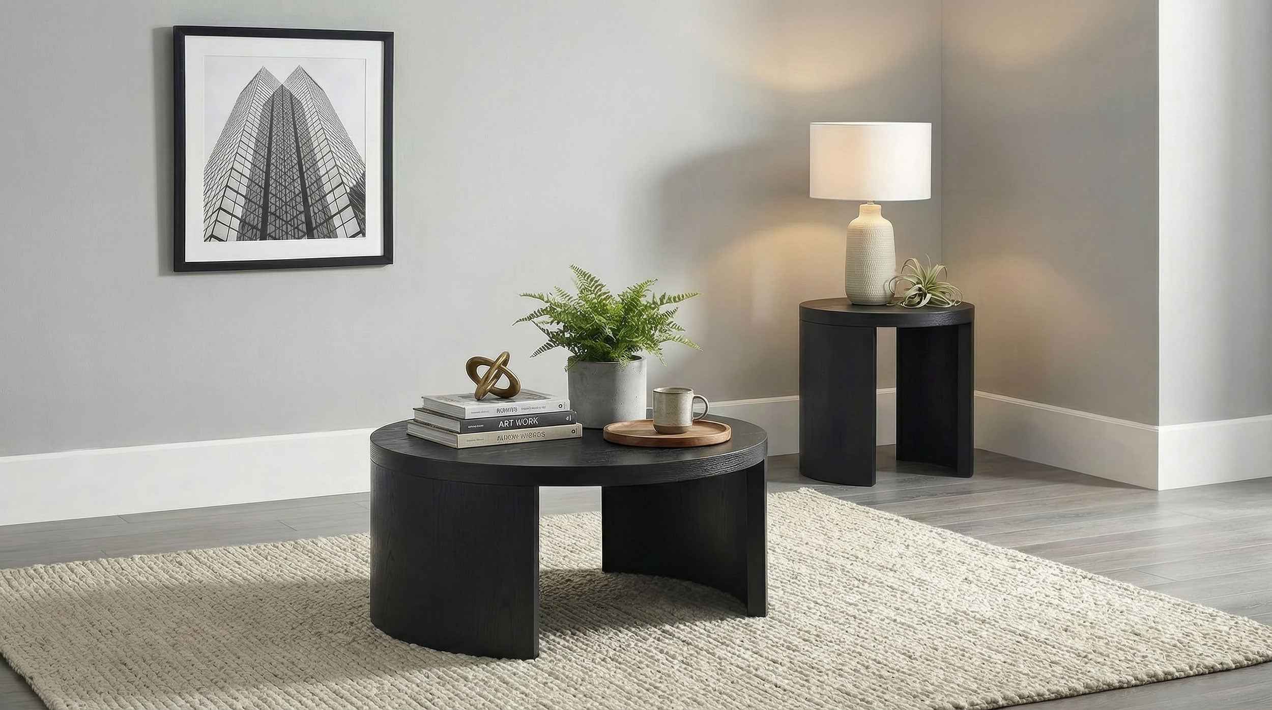 Sweeney Black 24-inch Round Wood Occasional Side End Table - Image 8