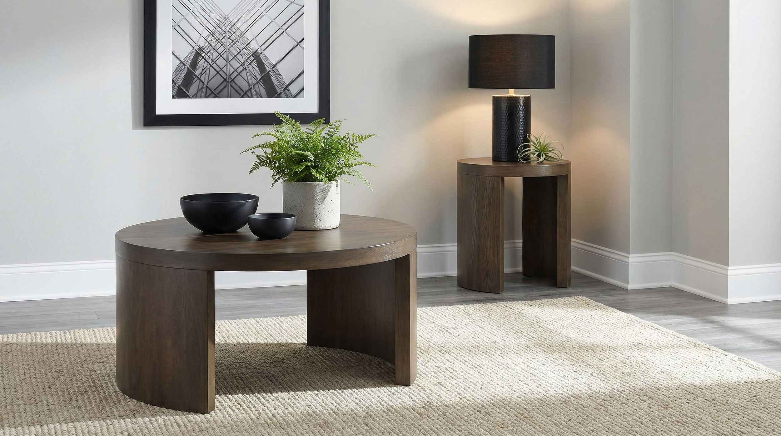 Sweeney Dark Walnut 24-inch Round Wood Occasional Side End Table - Image 7