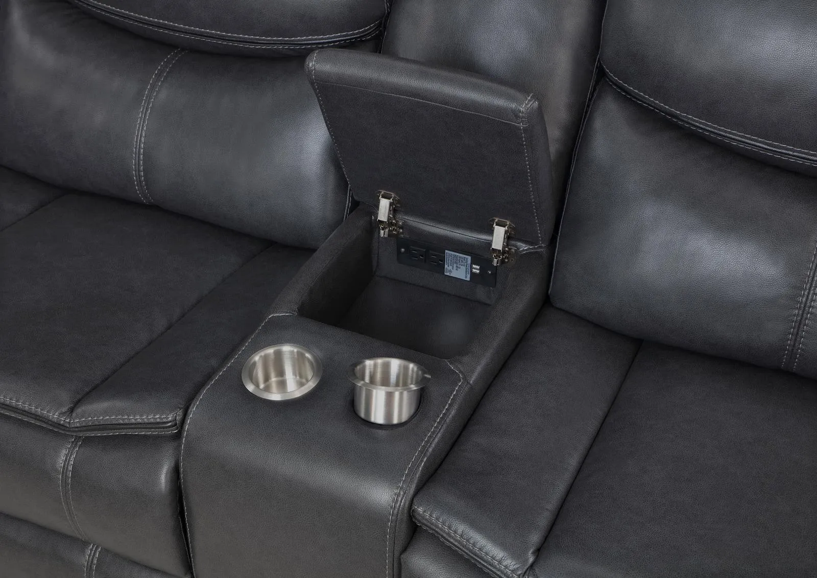 Sycamore Gray Upholstered Power Reclining Sectional - Image 6