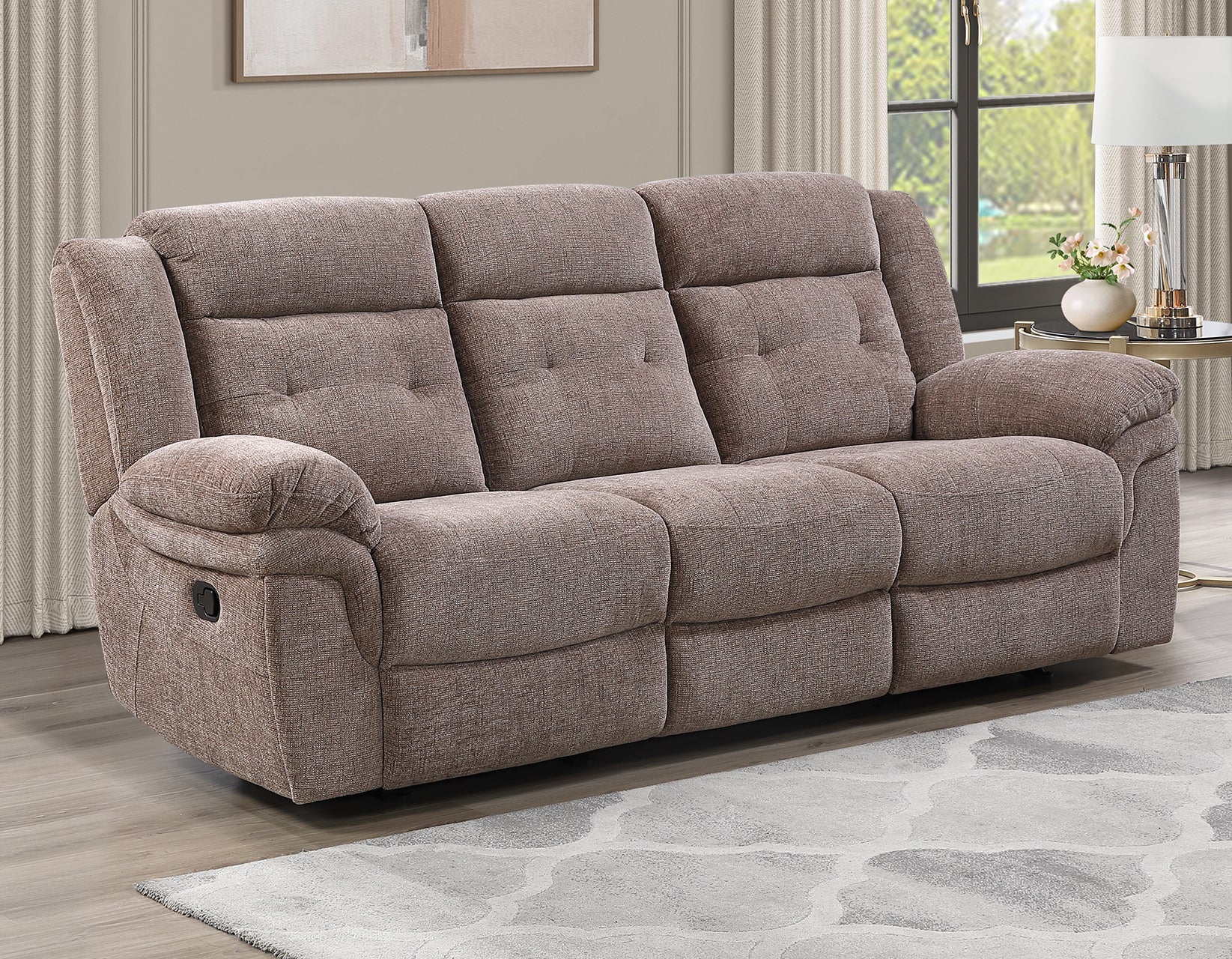 Sydney Sofa, Manual Reclining, Double Glider, Brown - Image 2