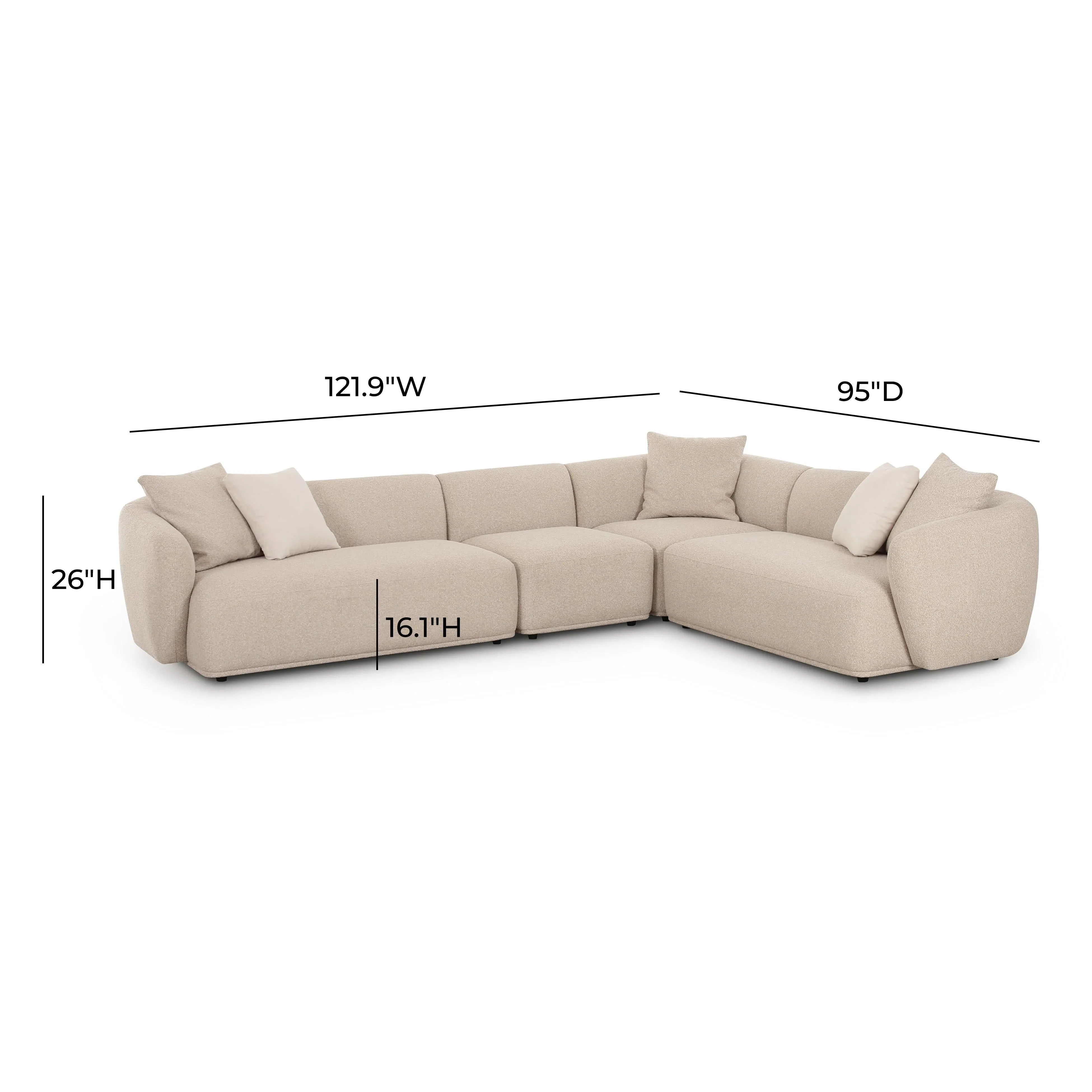 Sylvie Cream Boucle 4-Piece Sectional - Image 6
