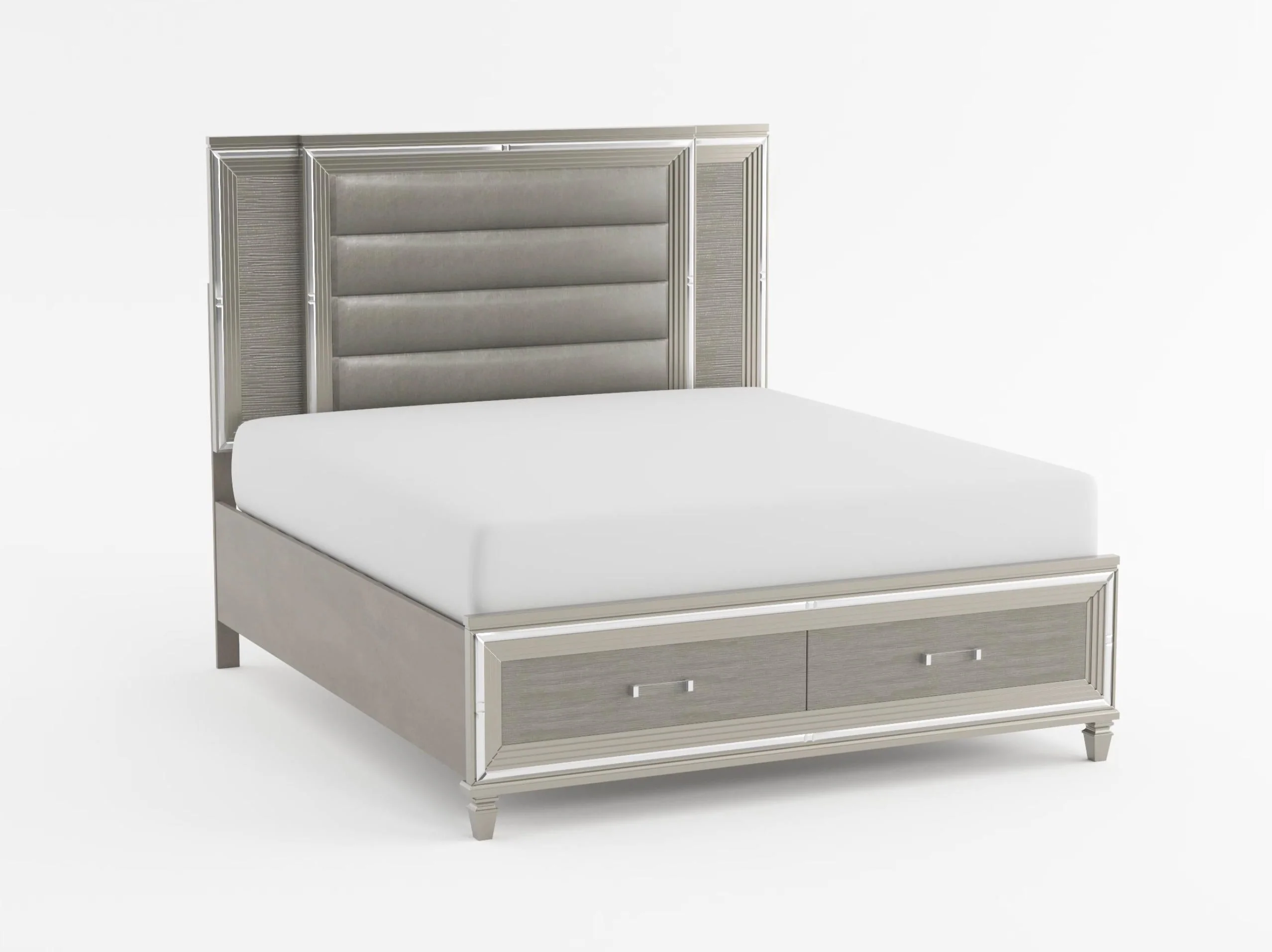 Tamsin White California King LED Upholstered Storage Platform Bed - Image 2