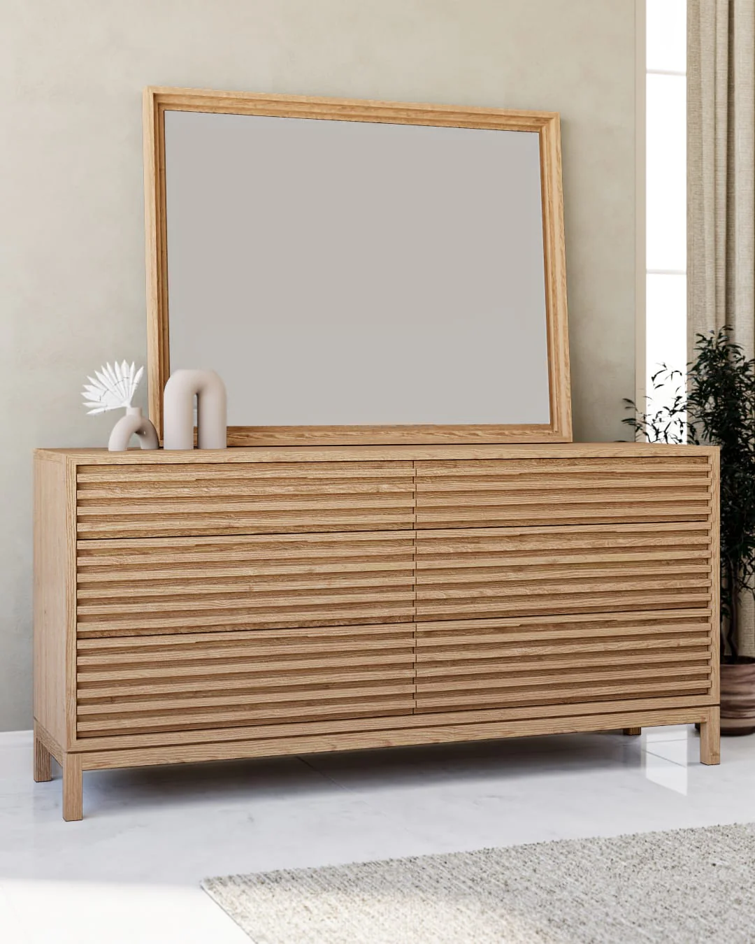 Tanner Flaxen Six Drawer Ash Wood Dresser - Image 5