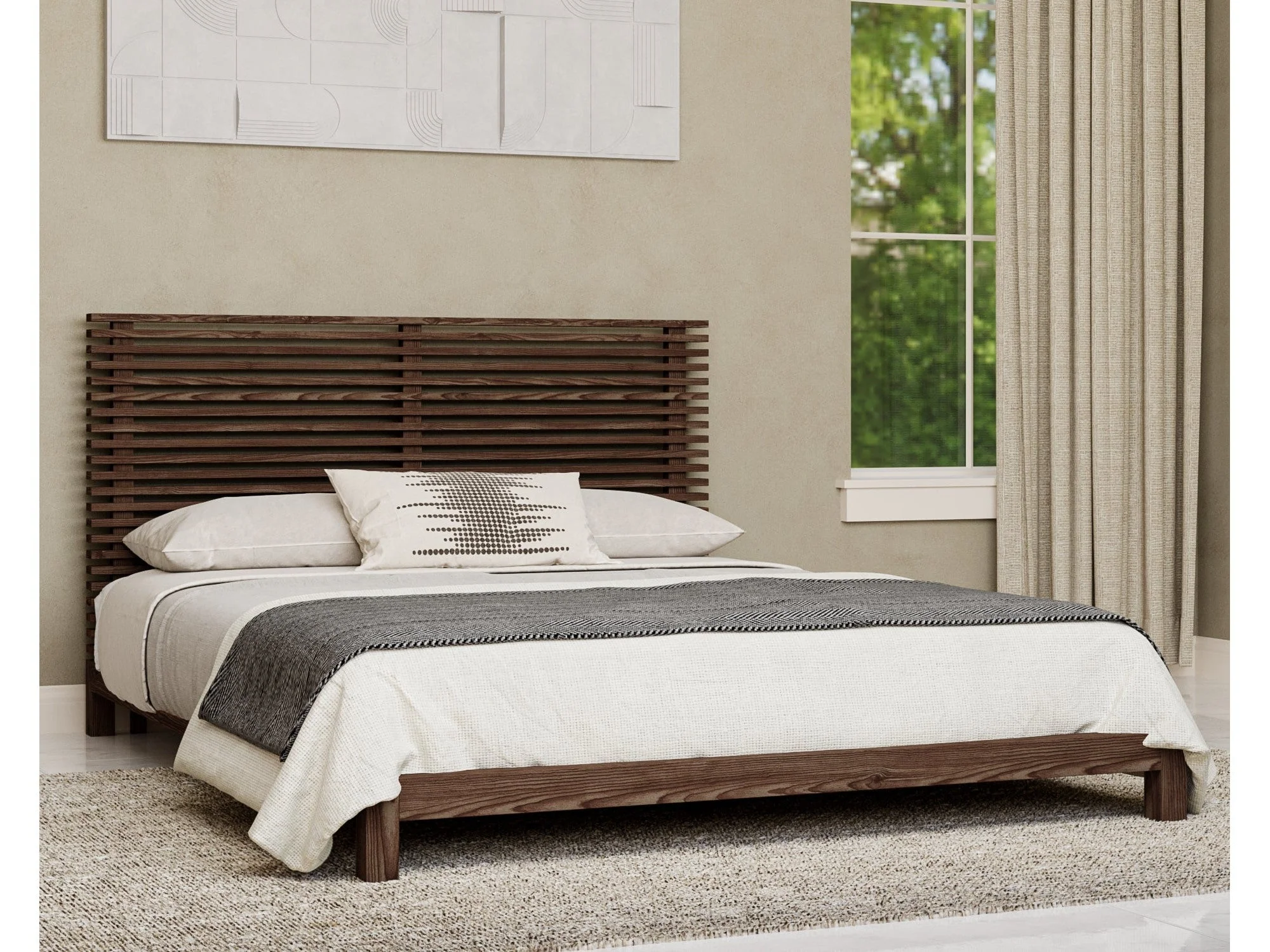 Tanner Solid Ash Queen Platform Bed in Roux