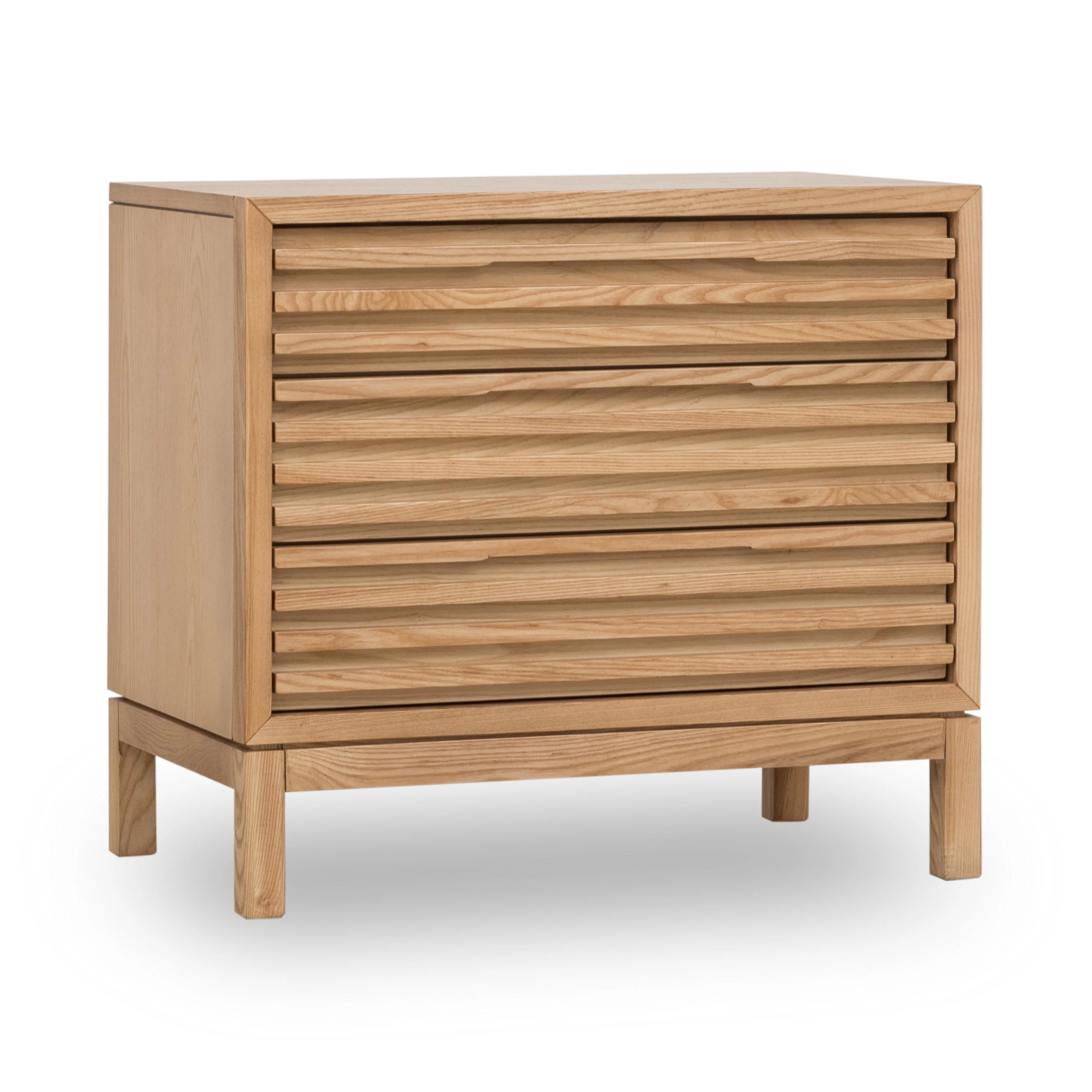 Tanner Three Drawer Ash Wood Nightstand in Flaxen - Image 3