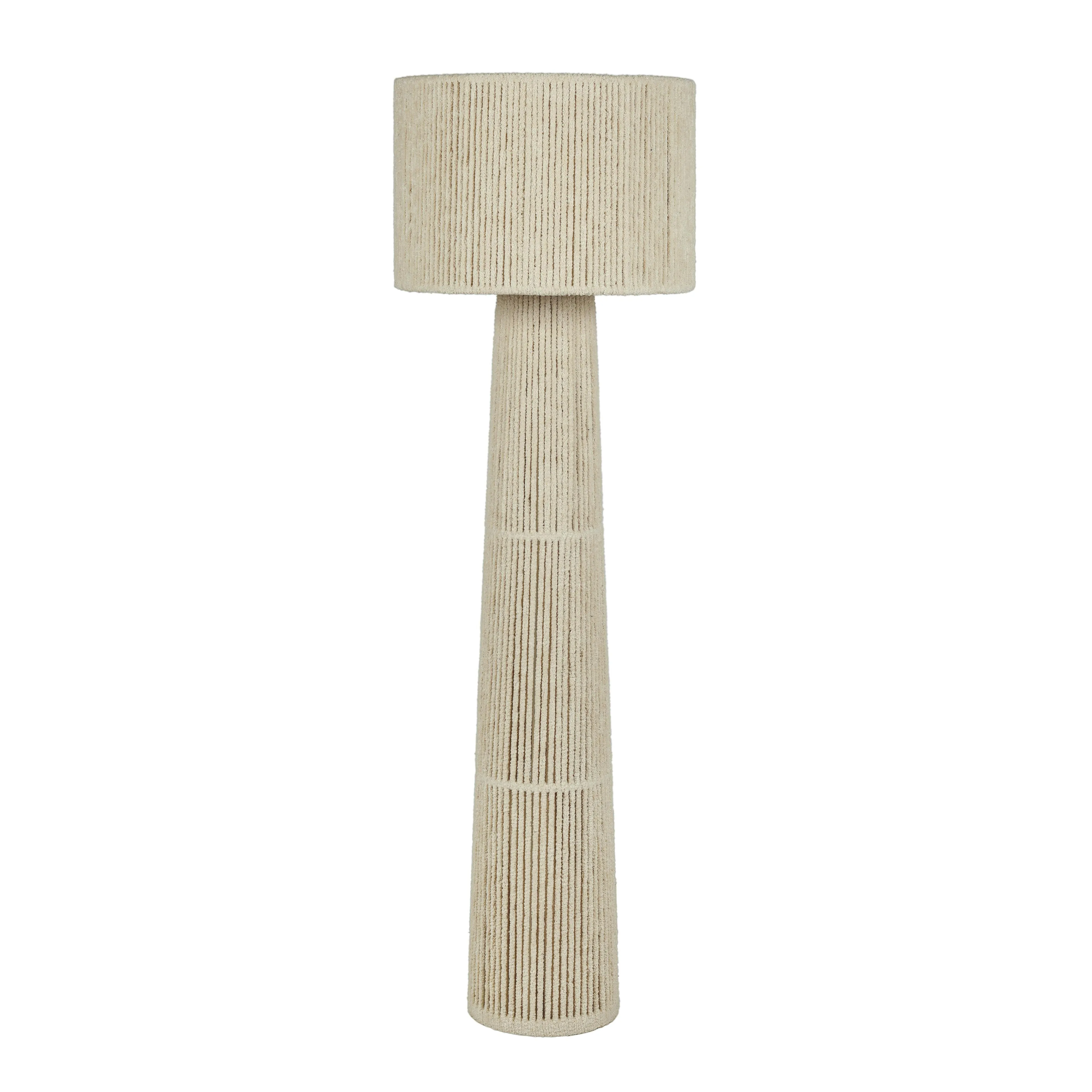 Tapered Natural Chenille Fiber Floor Lamp