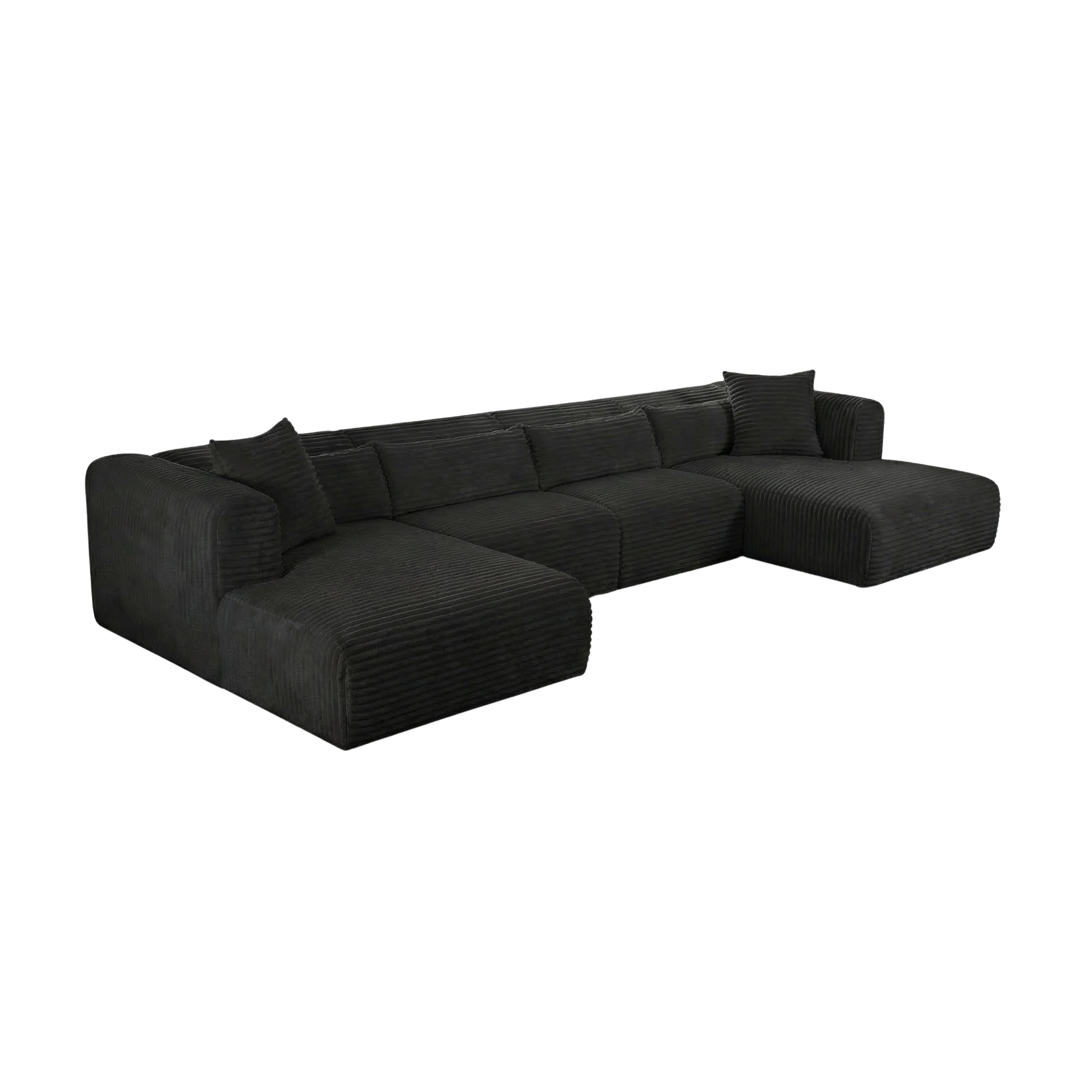 Tarra 4-Piece Fluffy Oversized Performance Corduroy Modular U-Sectional - Image 3