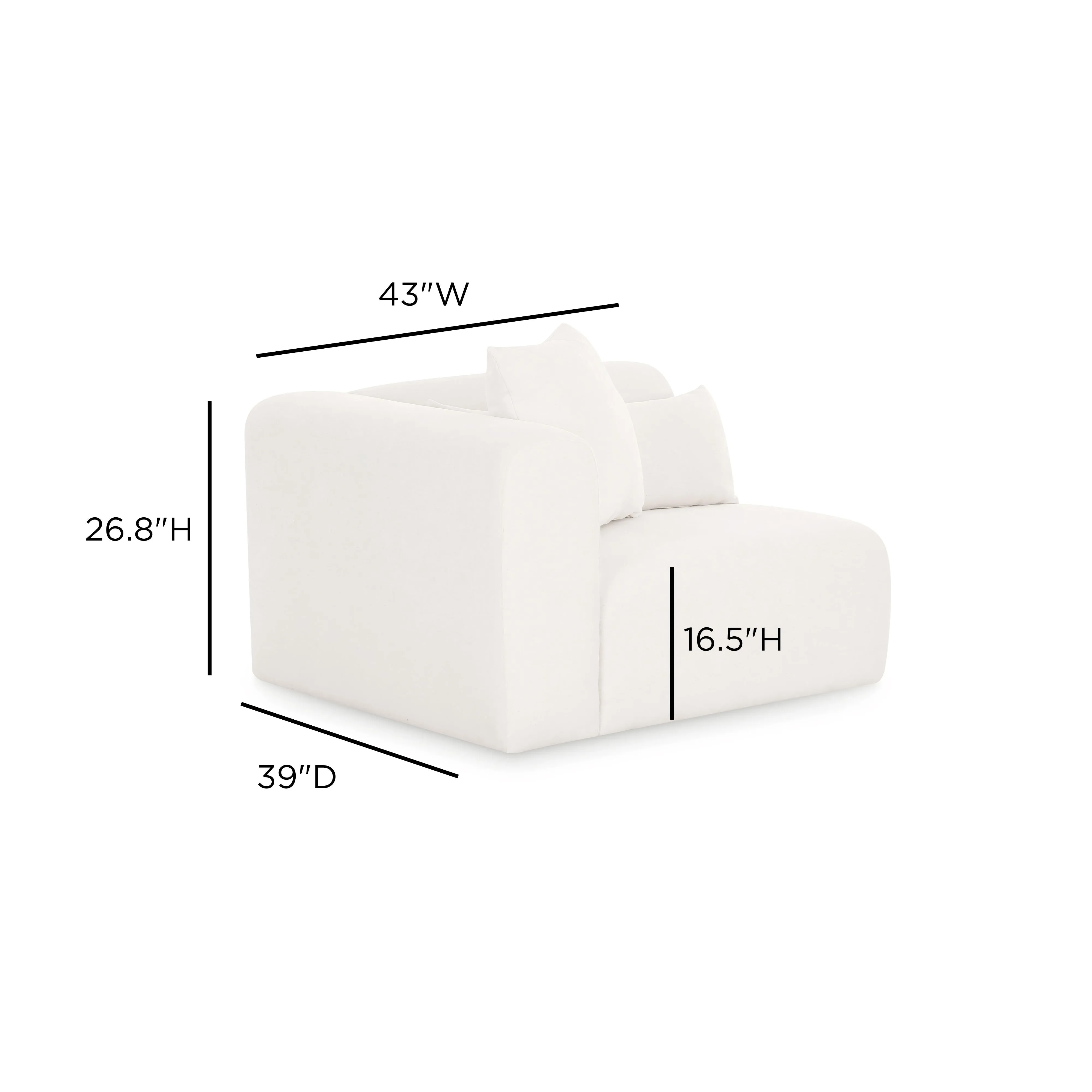 Tarra Cream Performance Chenille Modular Corner Chair - Image 9