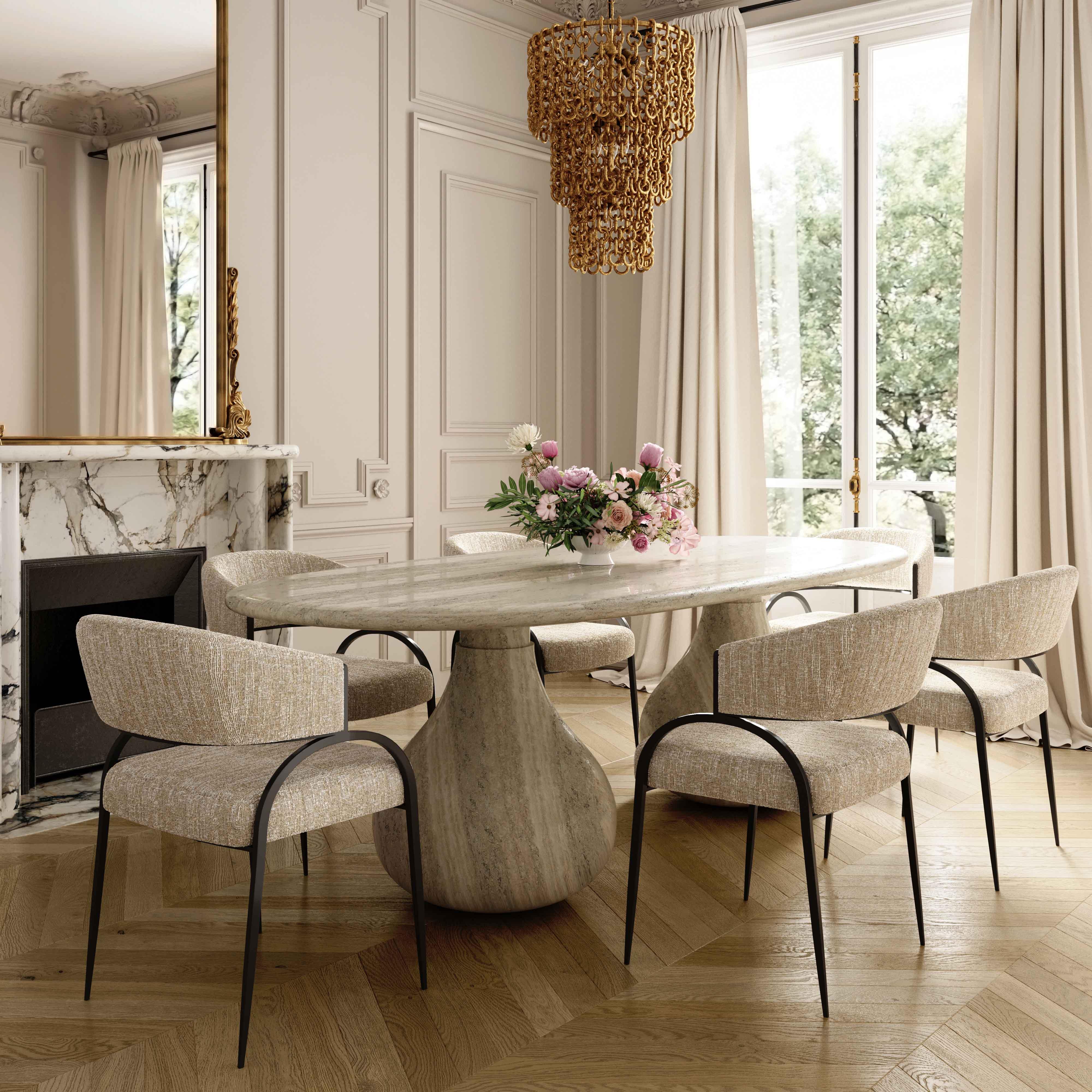 Tatum Taupe Textured Performance Boucle Dining Chair - Image 2