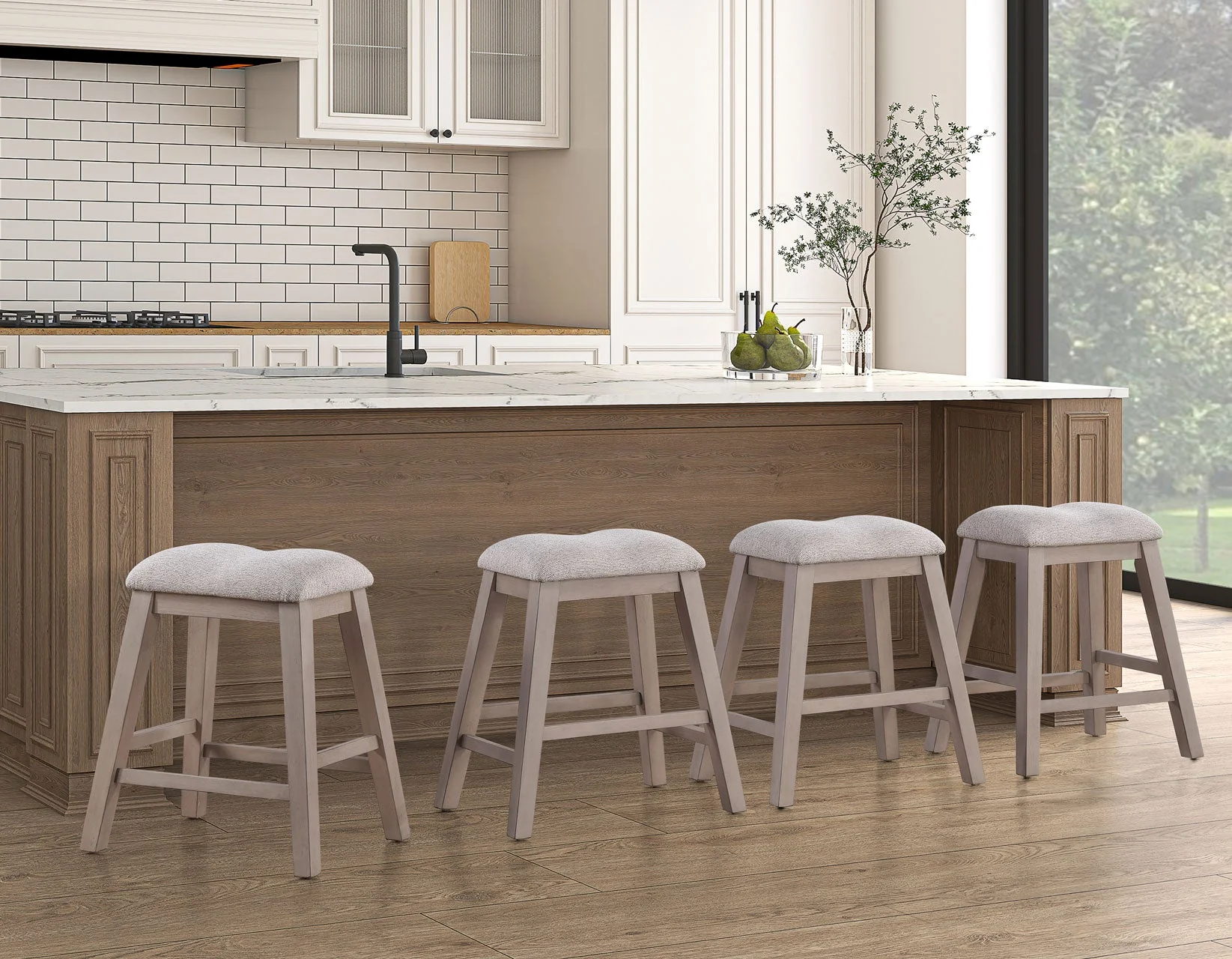 Taylor Tan Faux-Marble Counter Height Set - Image 15