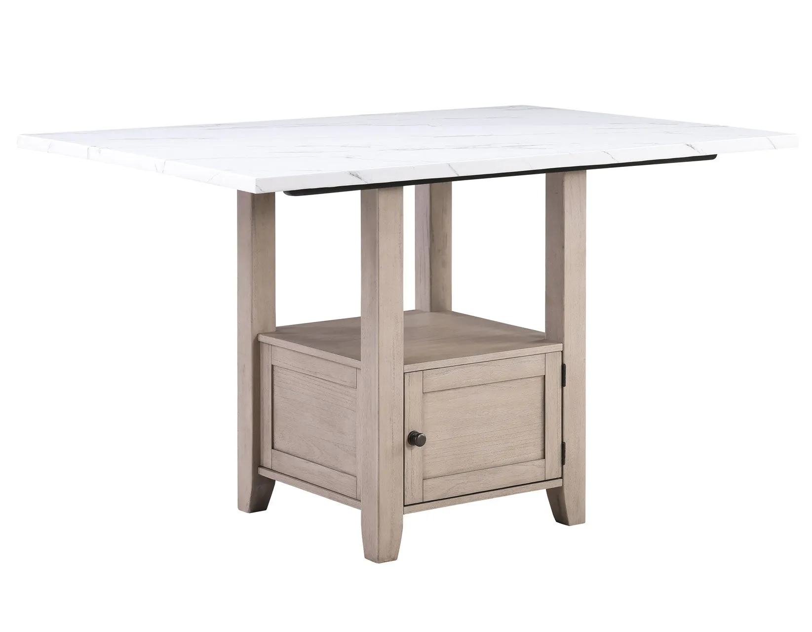 Taylor Tan Faux Marble Top 60″ Storage Counter Height Table - Image 2