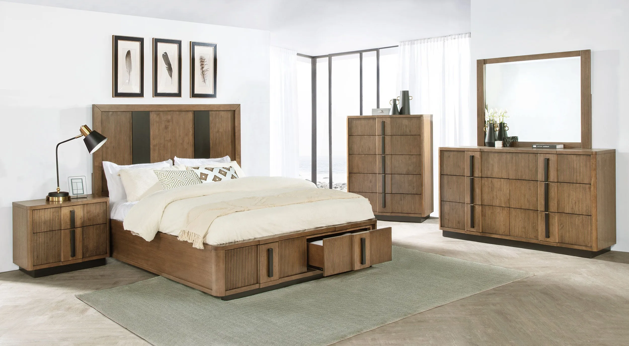Terrace Ash Brown 5-piece Eastern King Bedroom Set