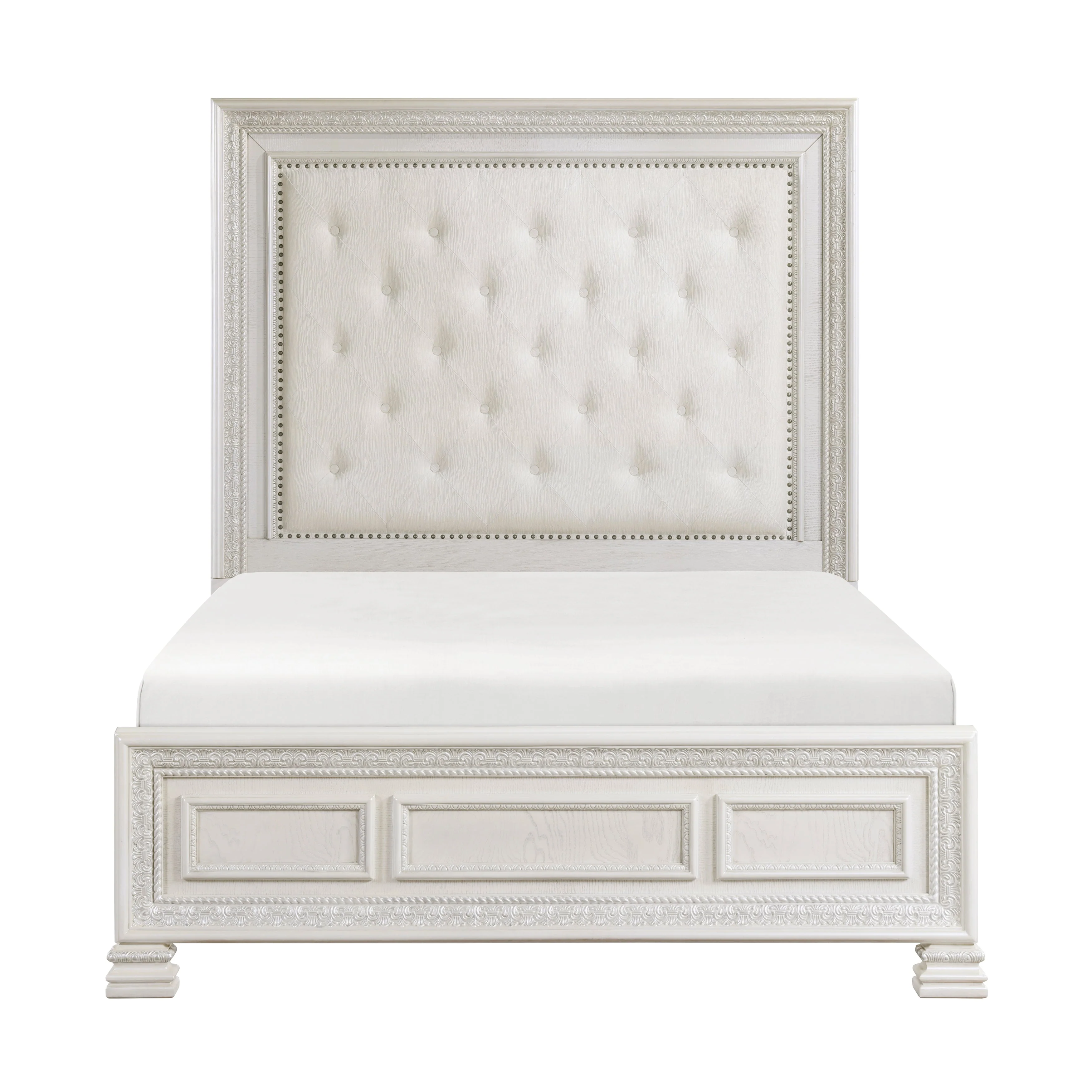 Theodora Pearl White California King Bed
