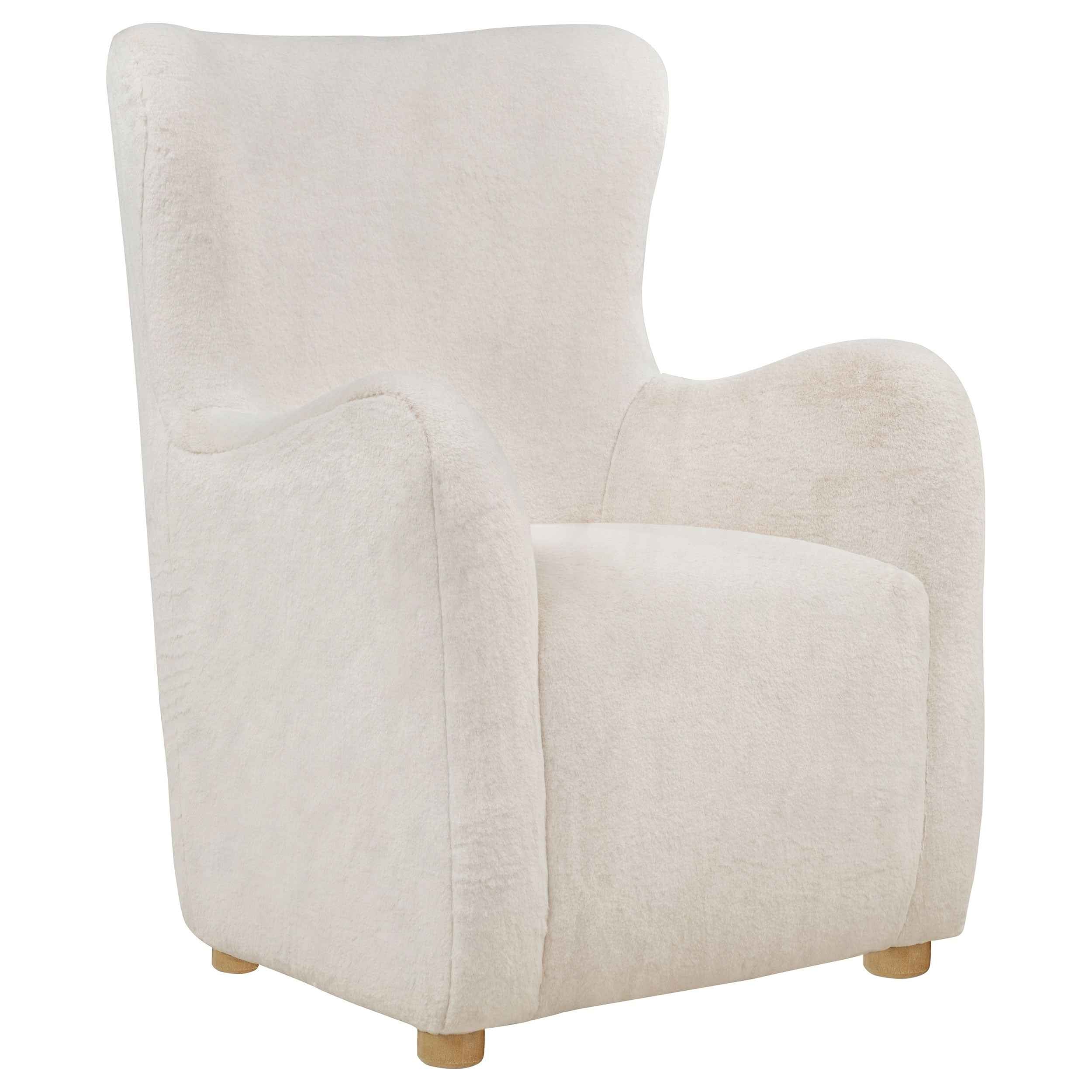Thornton Ivory Faux Fur Upholstered Wingback Lounge Accent Chair