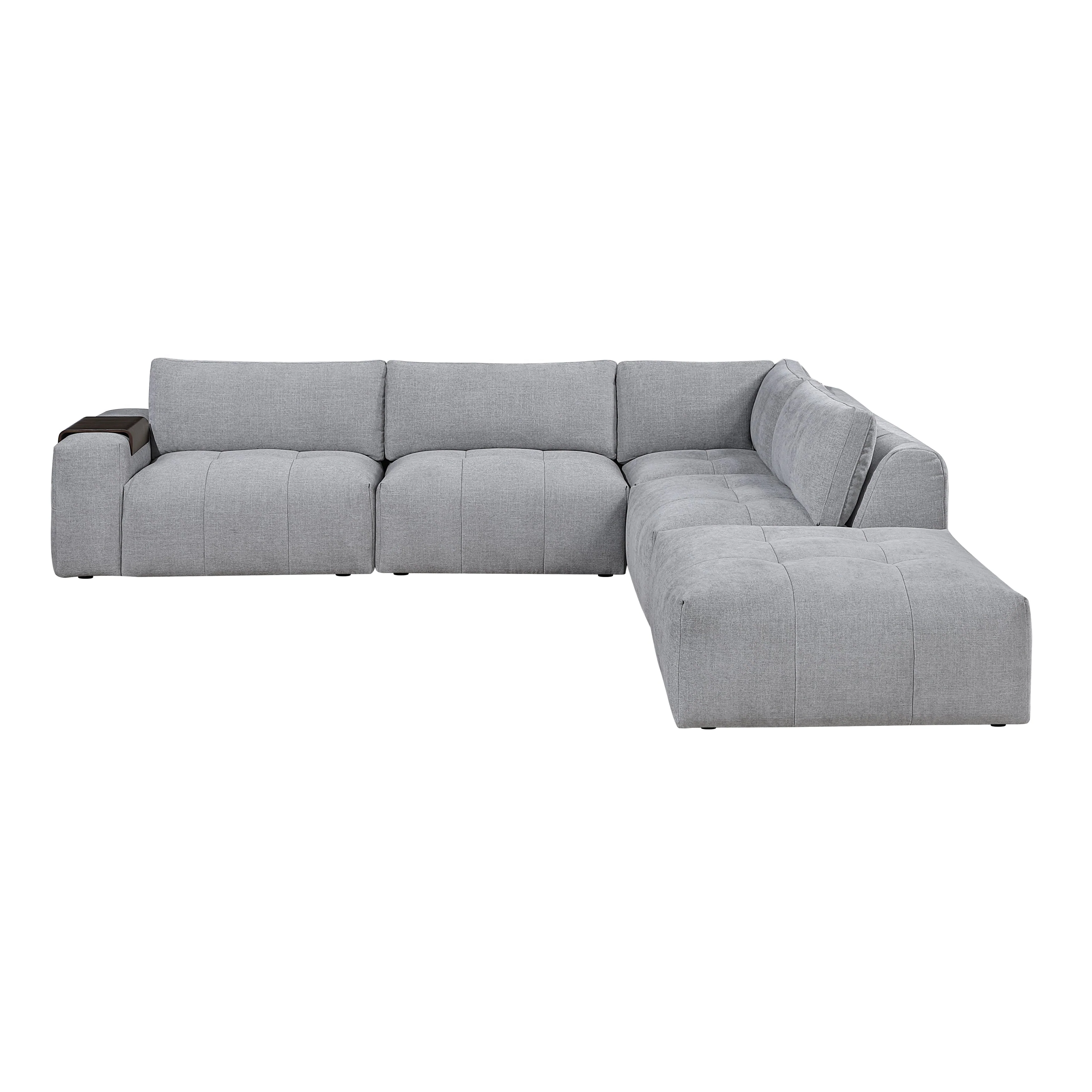 Tidal Gray 5-Piece Modular Sectional with Ottoman - Image 2