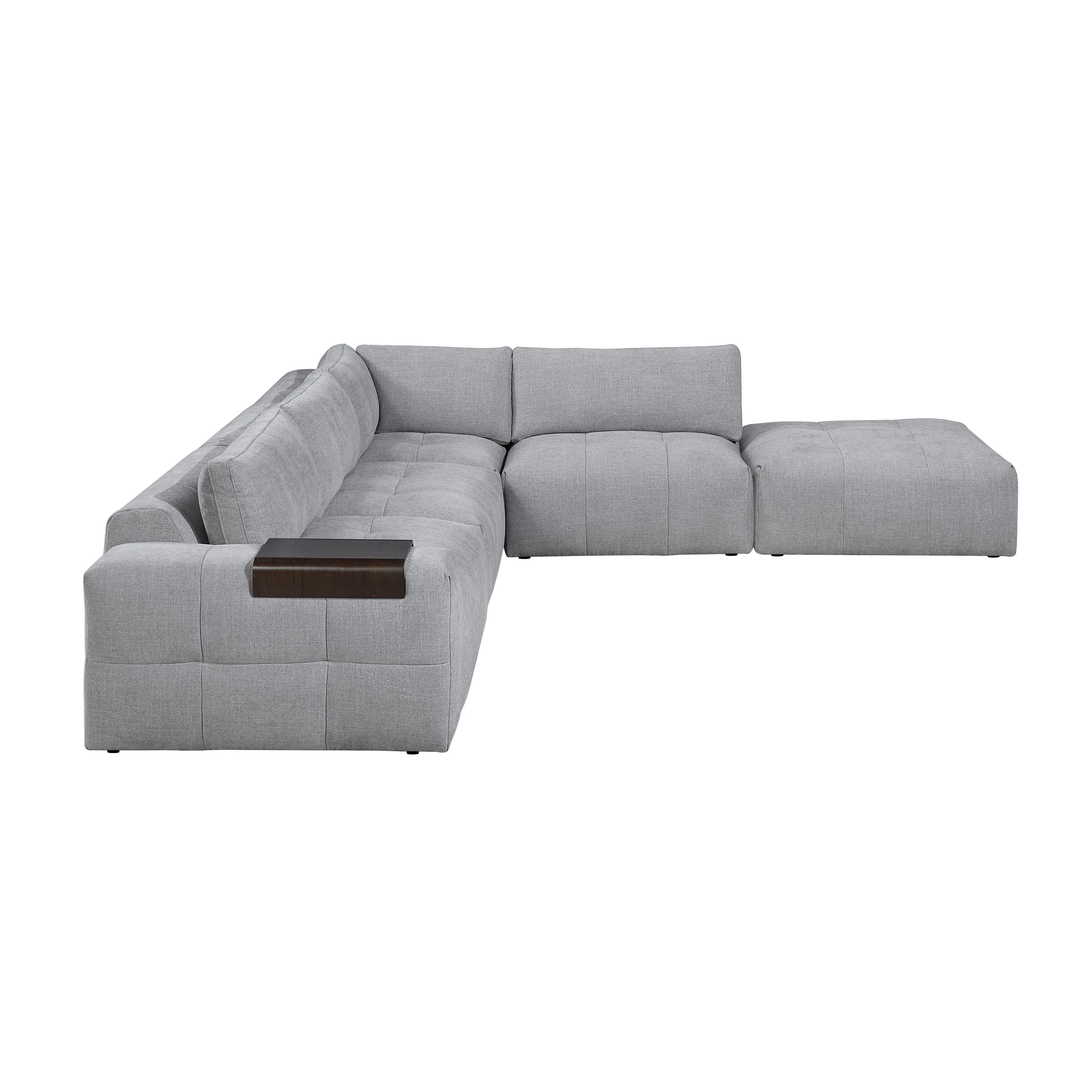 Tidal Gray 5-Piece Modular Sectional with Ottoman - Image 3