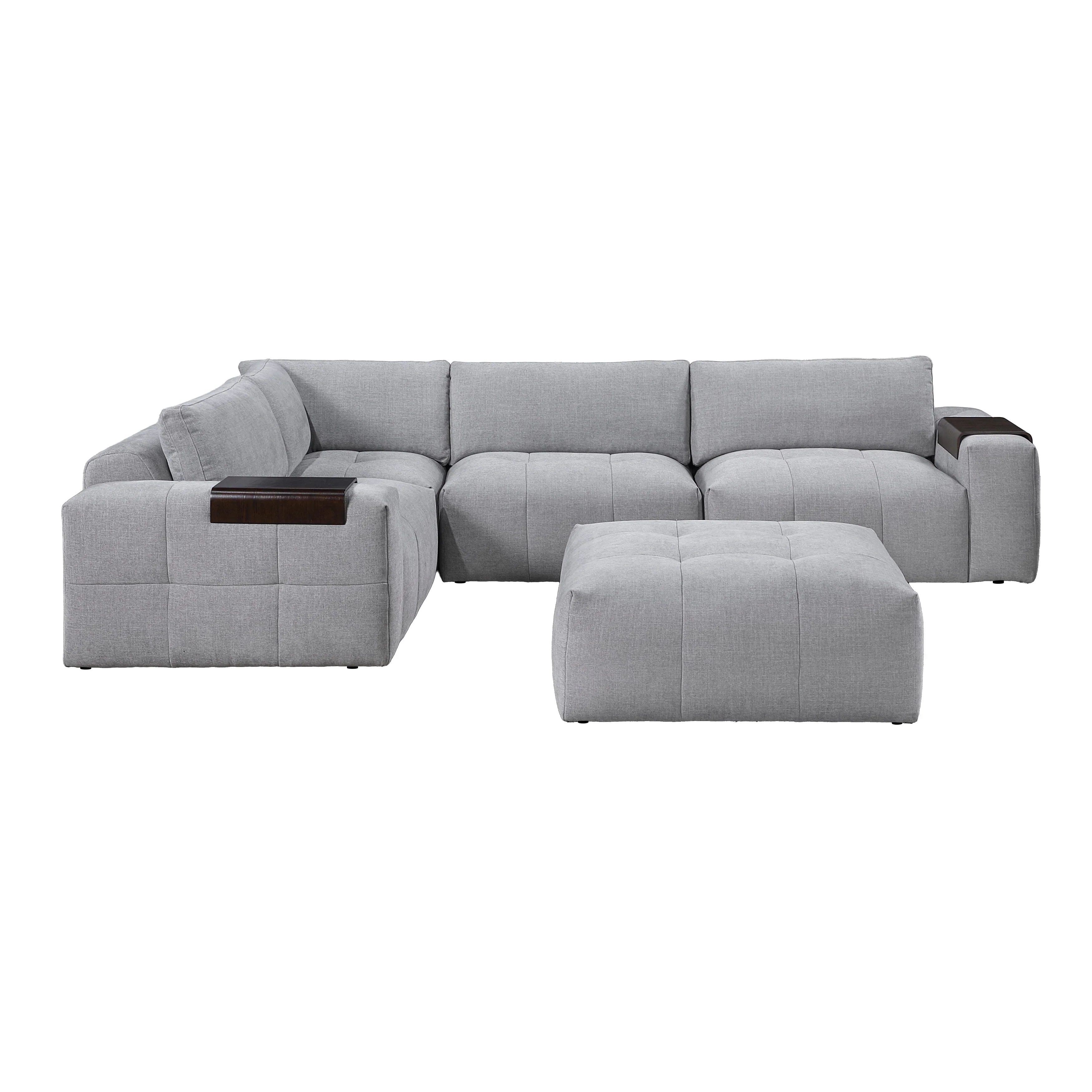 Tidal Gray 5-Piece Modular Sectional with Ottoman - Image 3