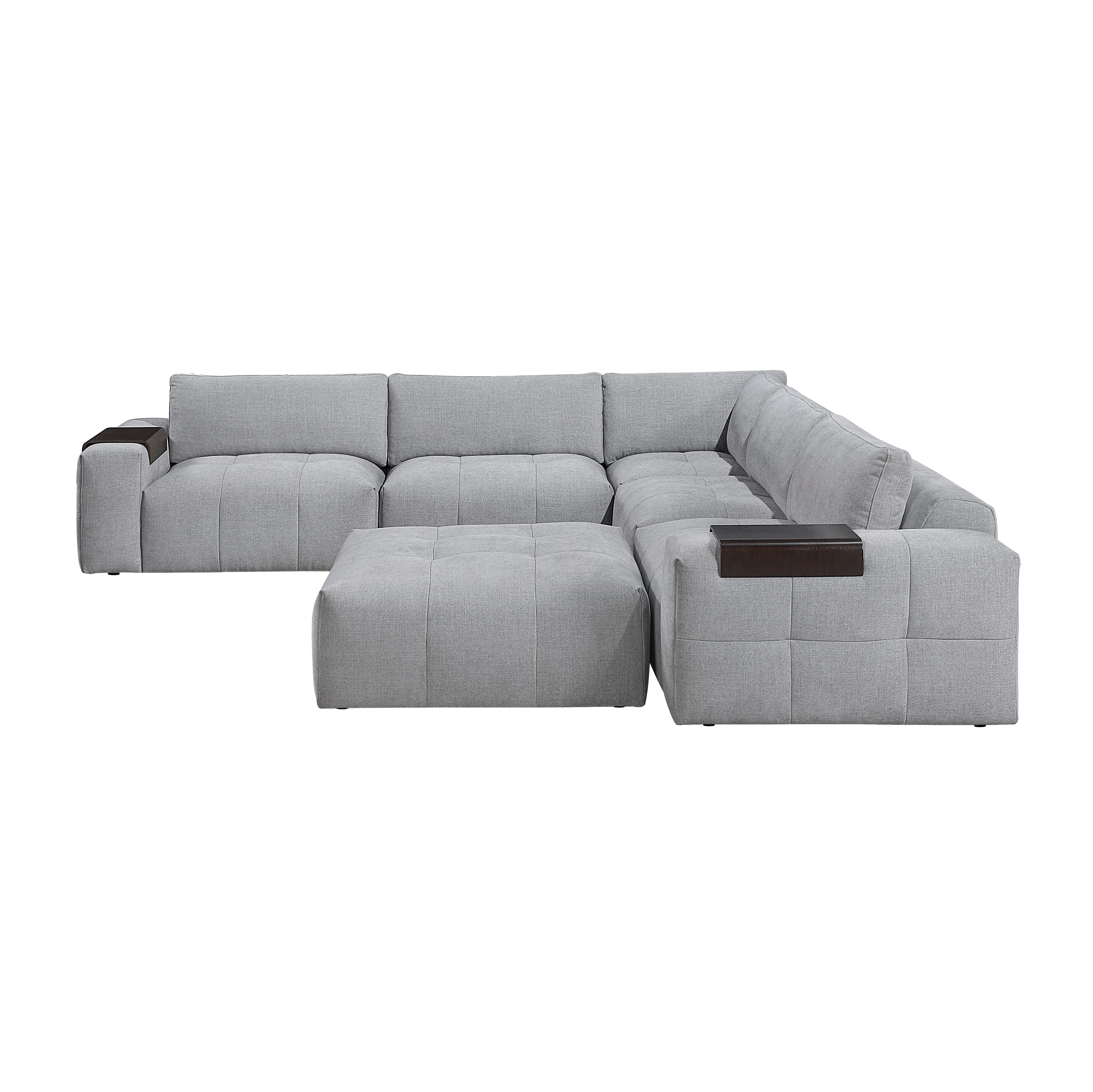 Tidal Gray 6-Piece Modular Sectional with Ottoman - Image 4