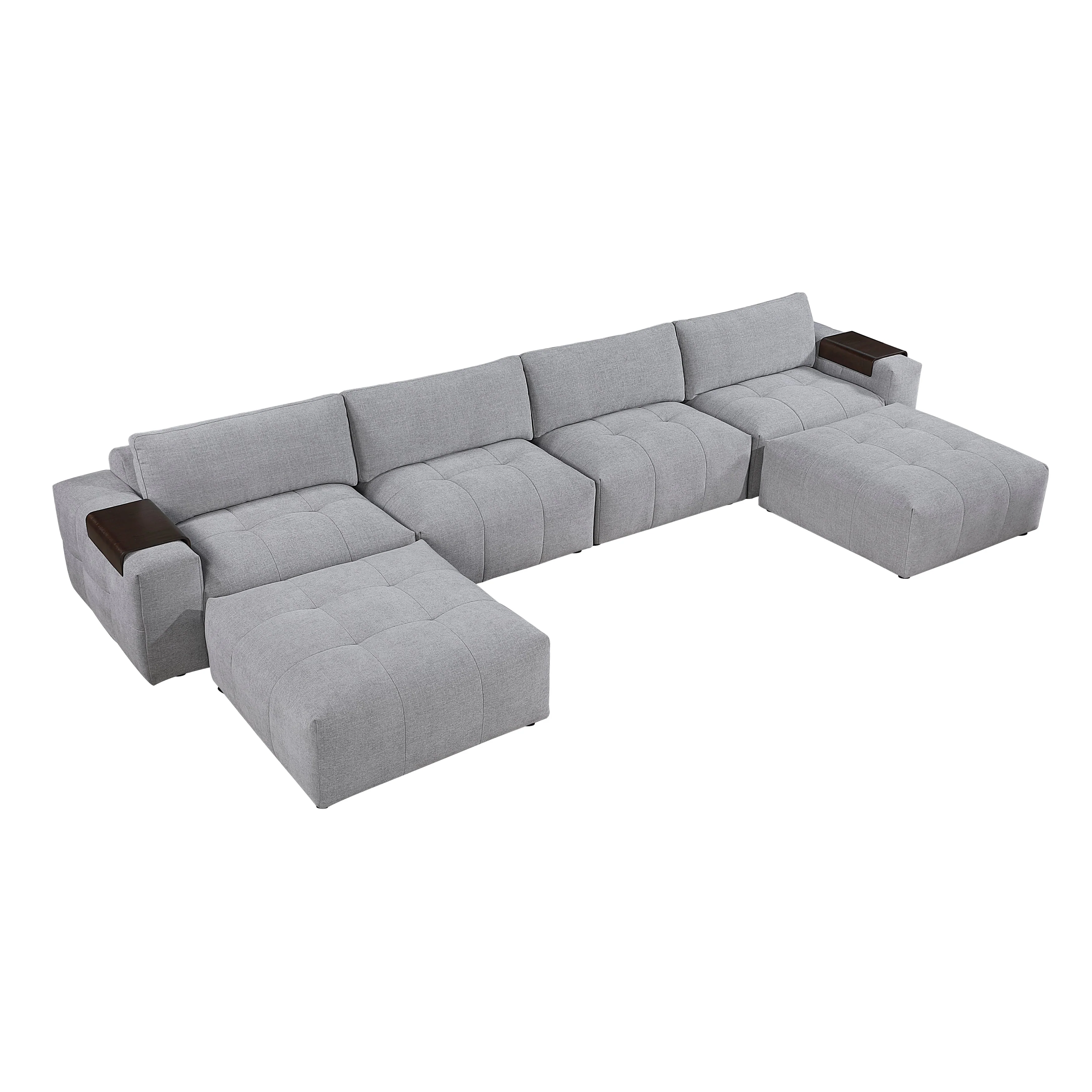 Tidal Gray 6-Piece Modular Sectional with Two Ottomans - Image 2