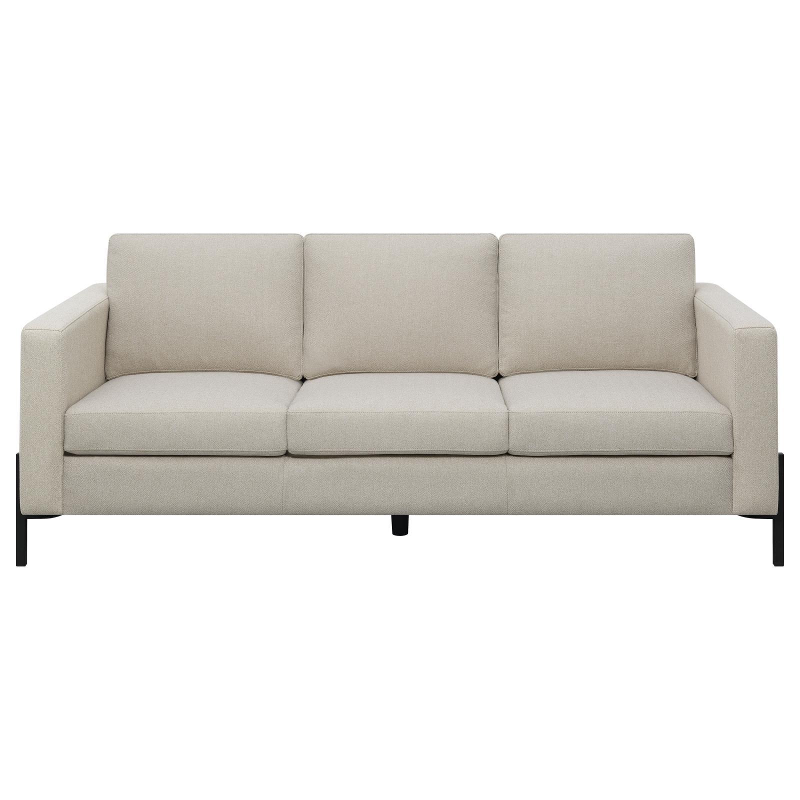 Tilly Oatmeal 2-piece Upholstered Track Arms Sofa Set - Image 3
