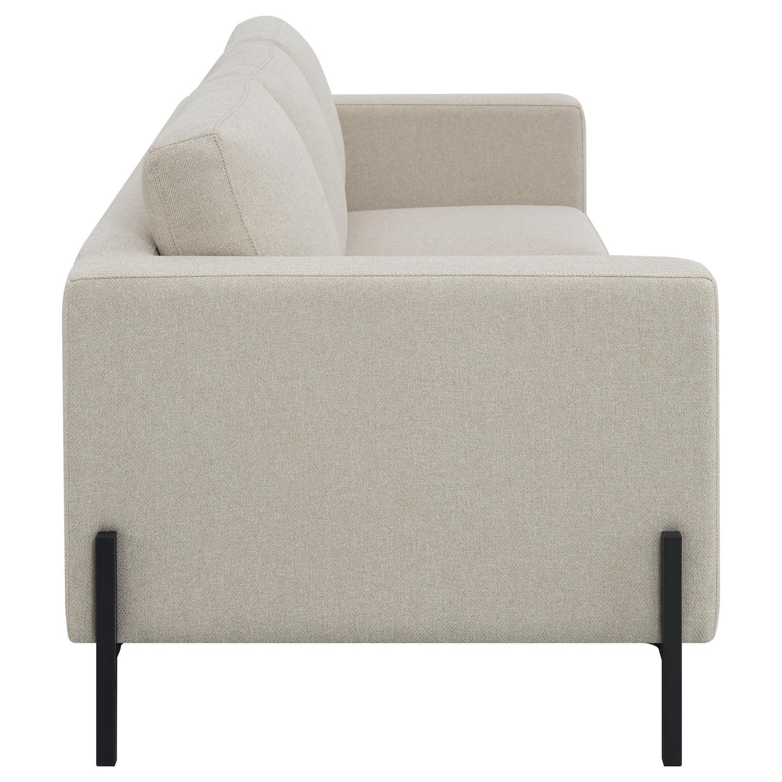 Tilly Oatmeal 3-piece Upholstered Track Arms Sofa Set - Image 4