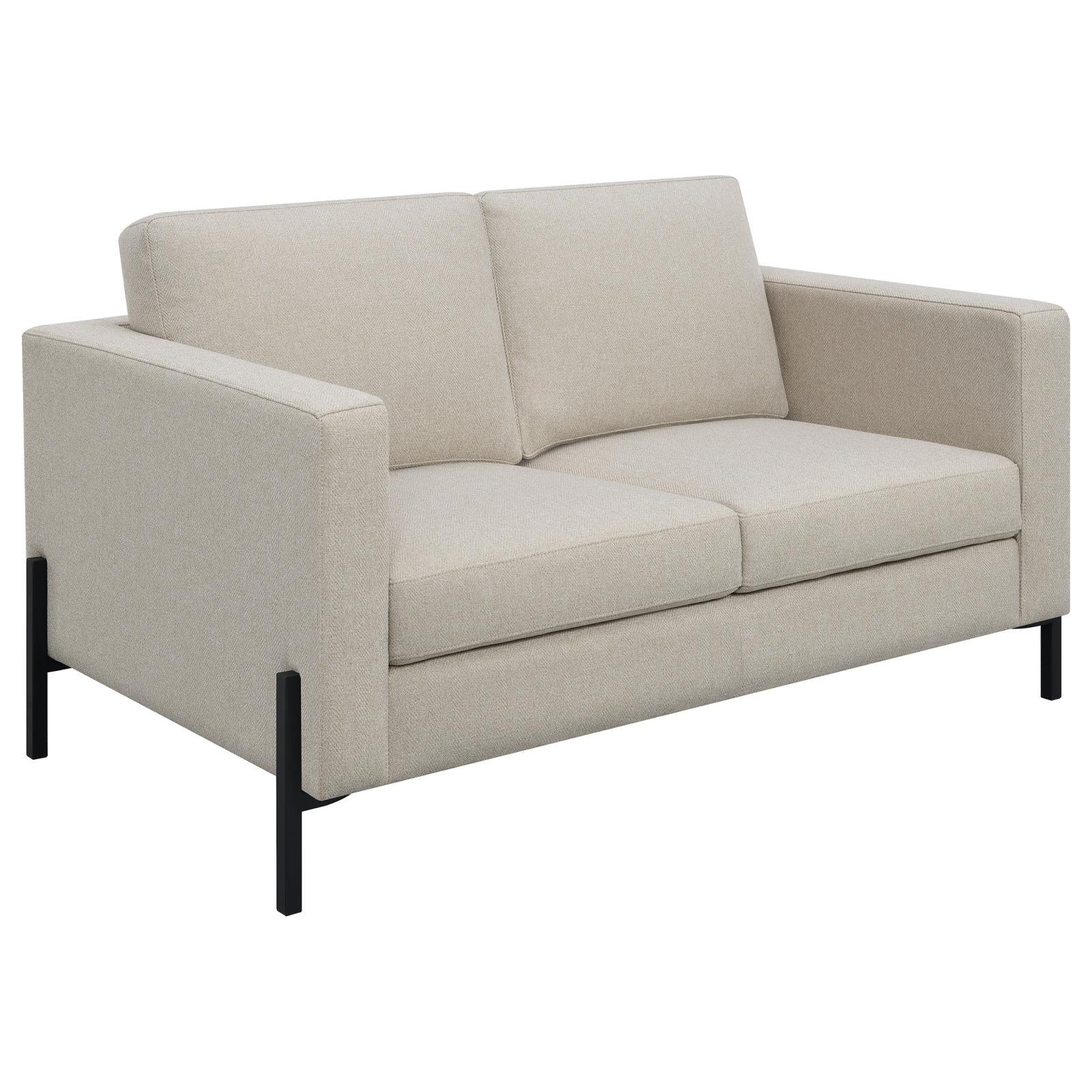 Tilly Oatmeal 3-piece Upholstered Track Arms Sofa Set - Image 5
