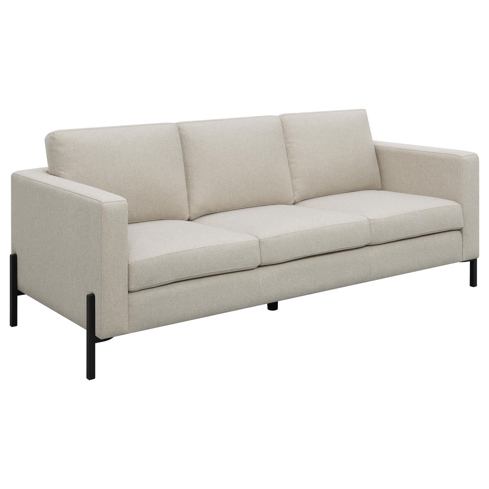 Tilly Oatmeal Upholstered Track Arms Living Room Set - Image 3