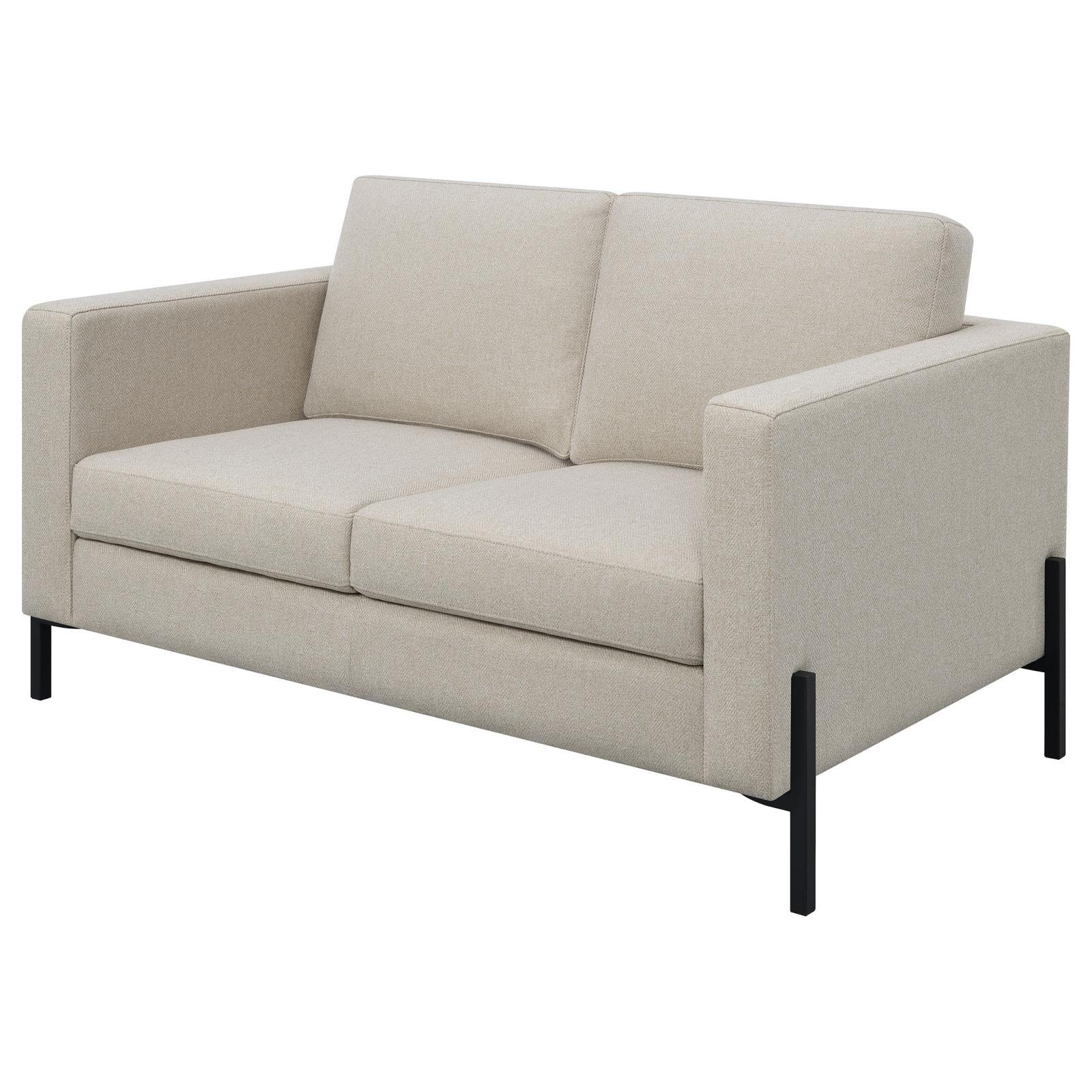 Tilly Oatmeal Upholstered Track Arms Loveseat - Image 5