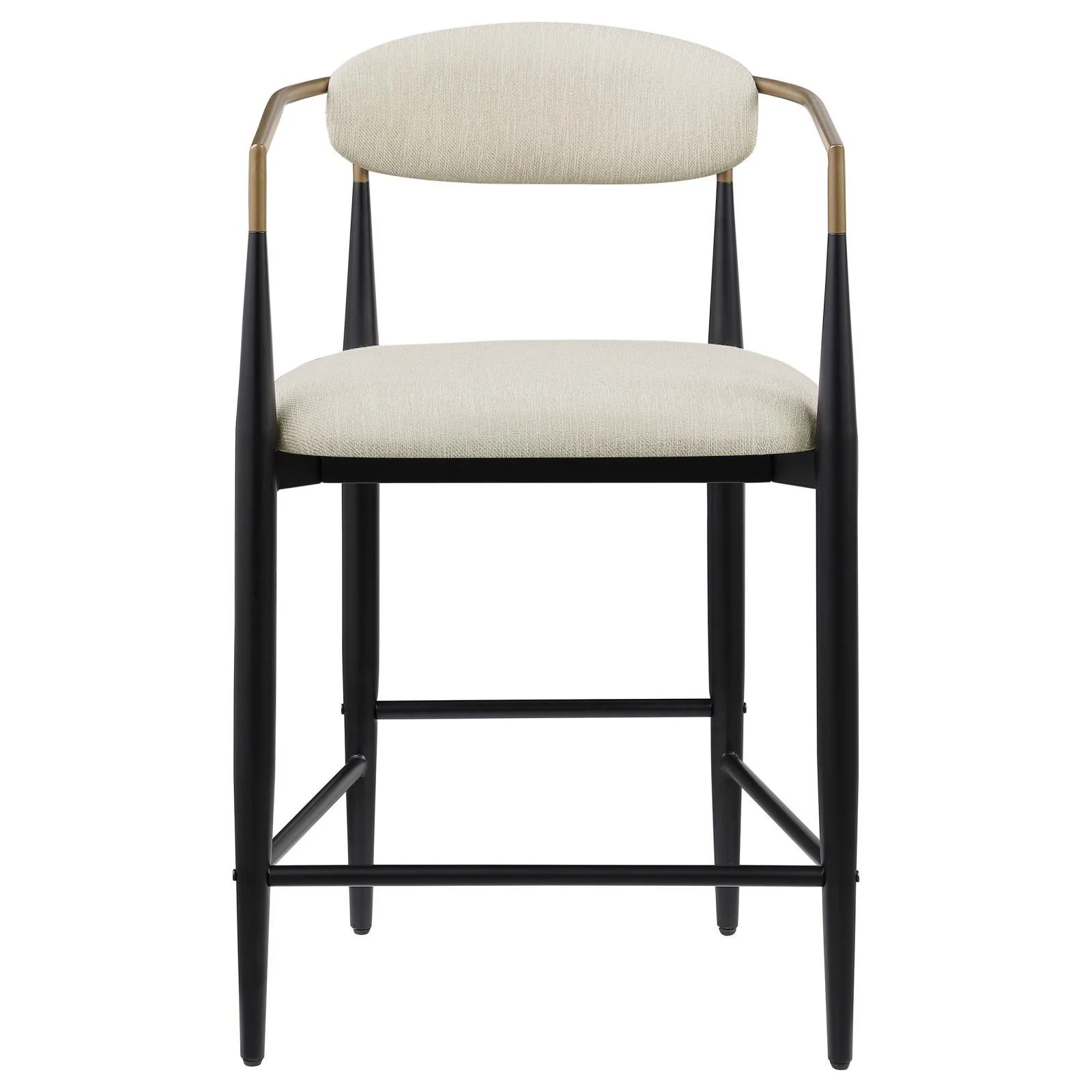 Tina Beige Metal Counter Height Upholstered Bar Stool, Set of 2 - Image 4