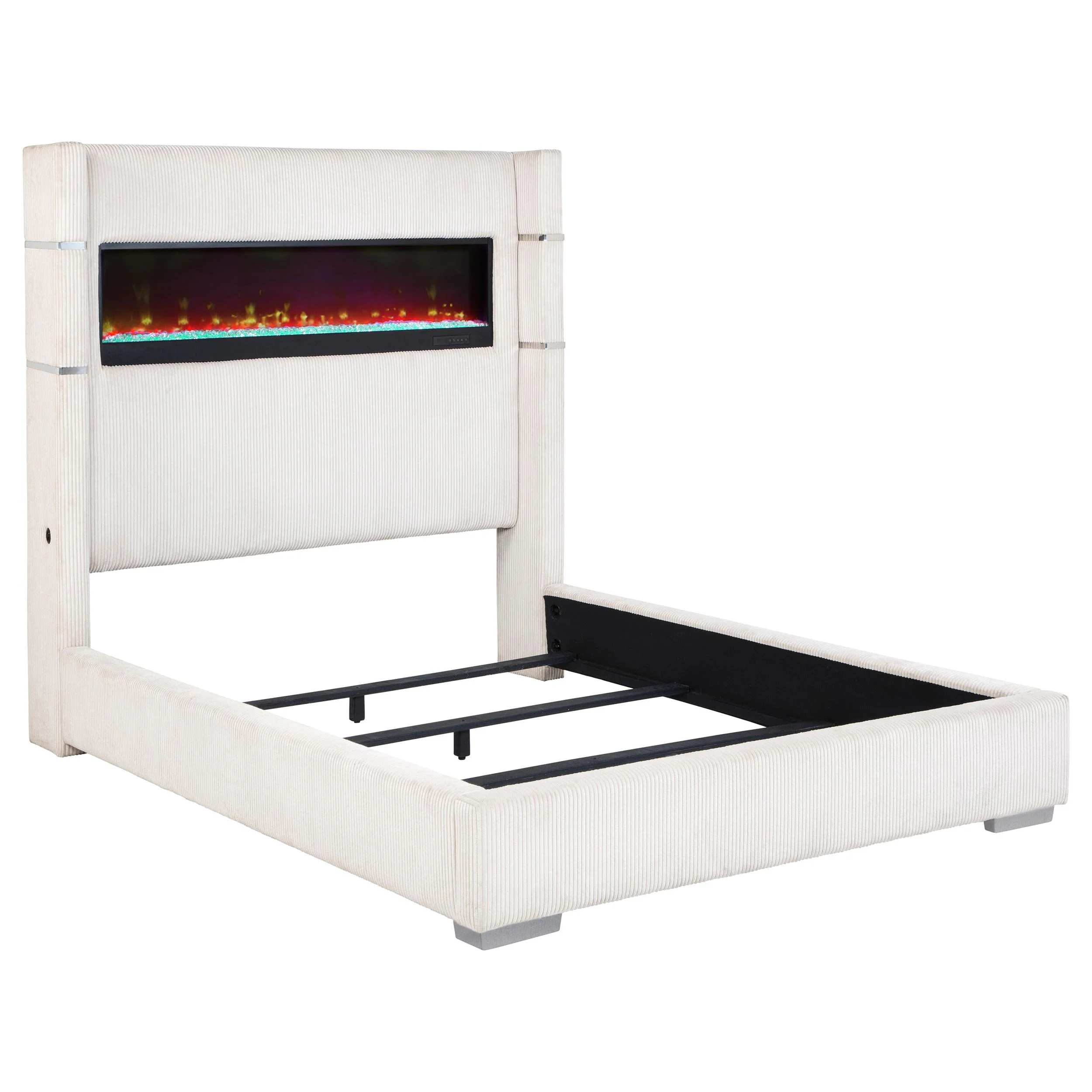 Tisdall 67-inch Upholstered Cal King Fireplace Bed Cream - Image 3
