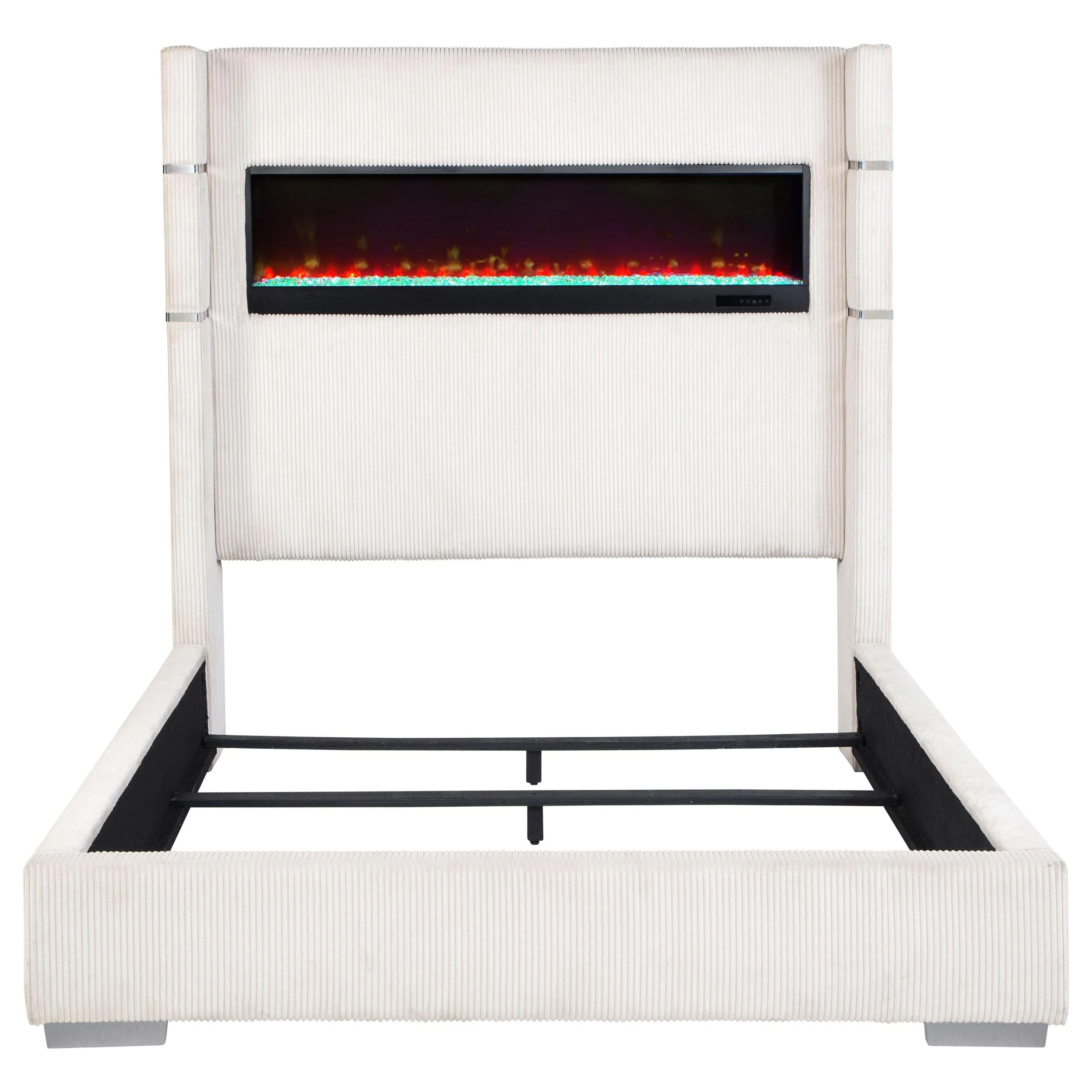 Tisdall 67-inch Upholstered Cal King Fireplace Bed Cream - Image 4
