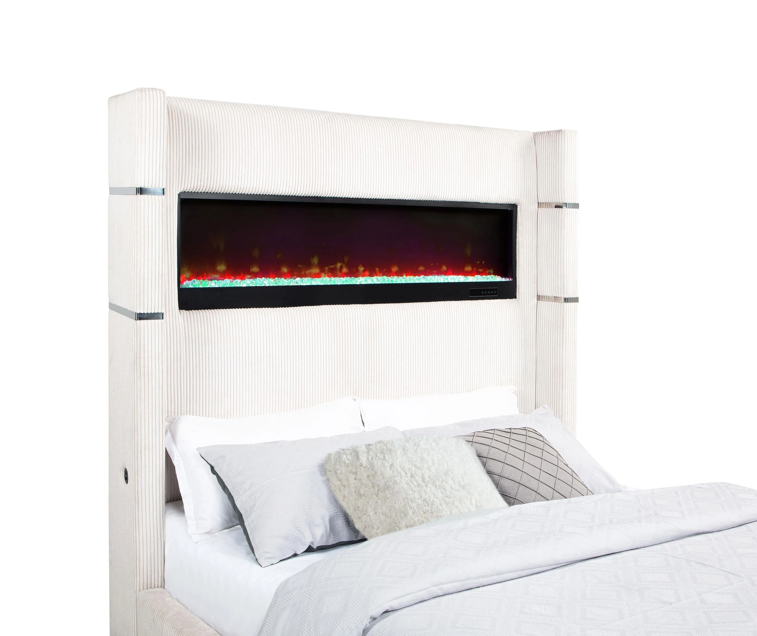 Tisdall 67-inch Upholstered Cal King Fireplace Bed Cream - Image 7