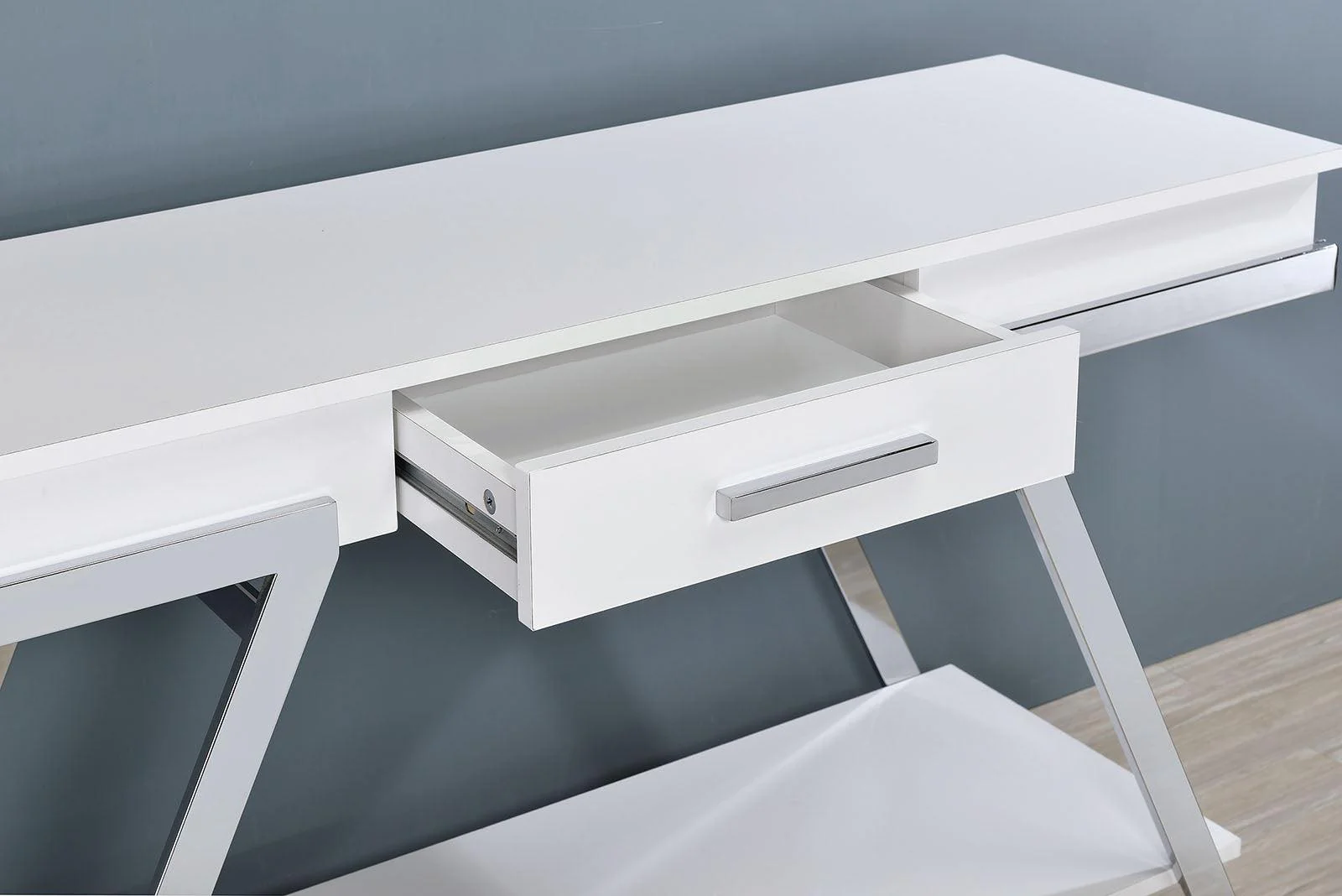 Titus White/Chrome Sofa Table - Image 2