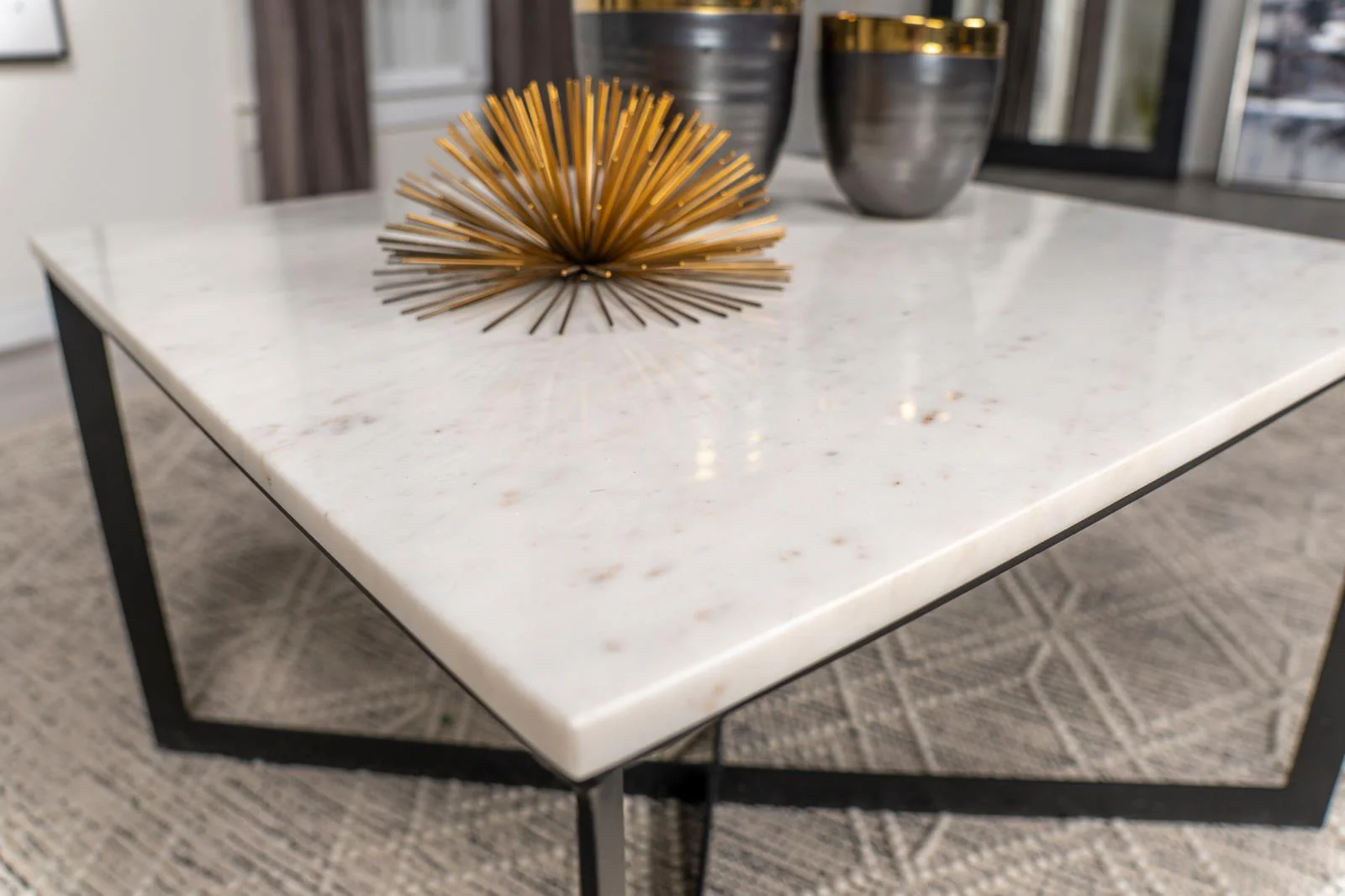 Tobin Square Marble Top Coffee Table White and Black - Image 5