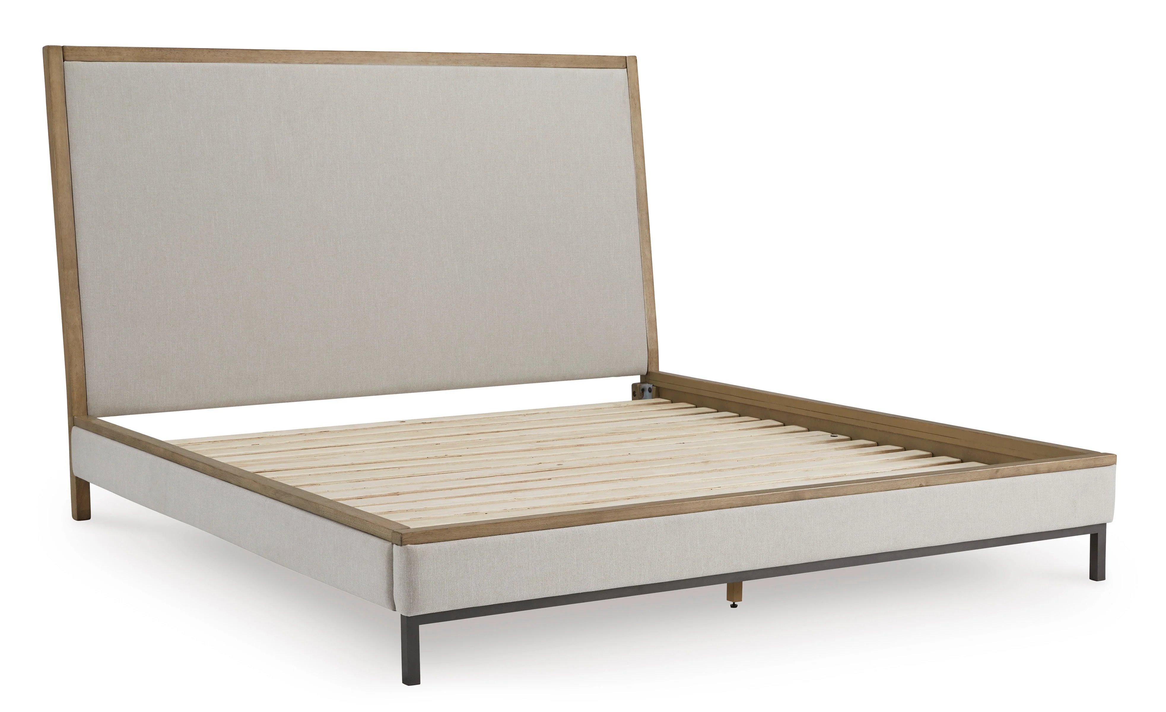 Tomtyn Light Brown California King Upholstered Platform Bed - Image 4