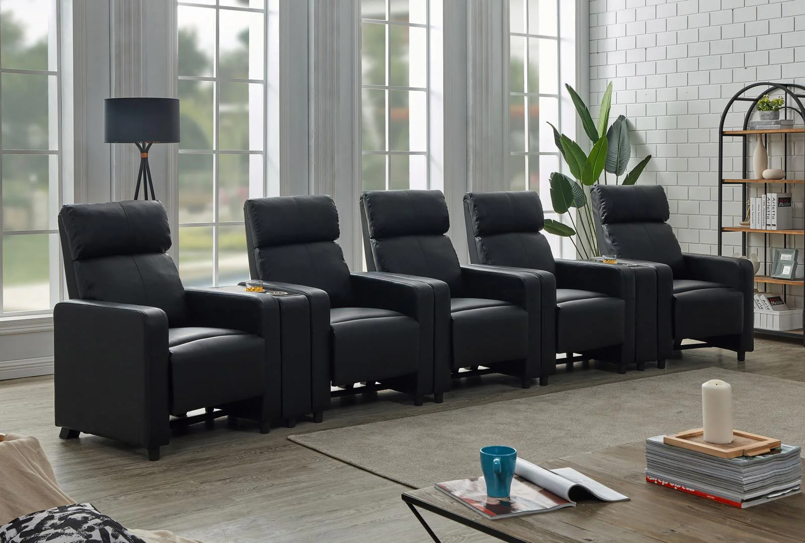 Toohey Black Upholstered Tufted Recliner Living Room Set - Image 13