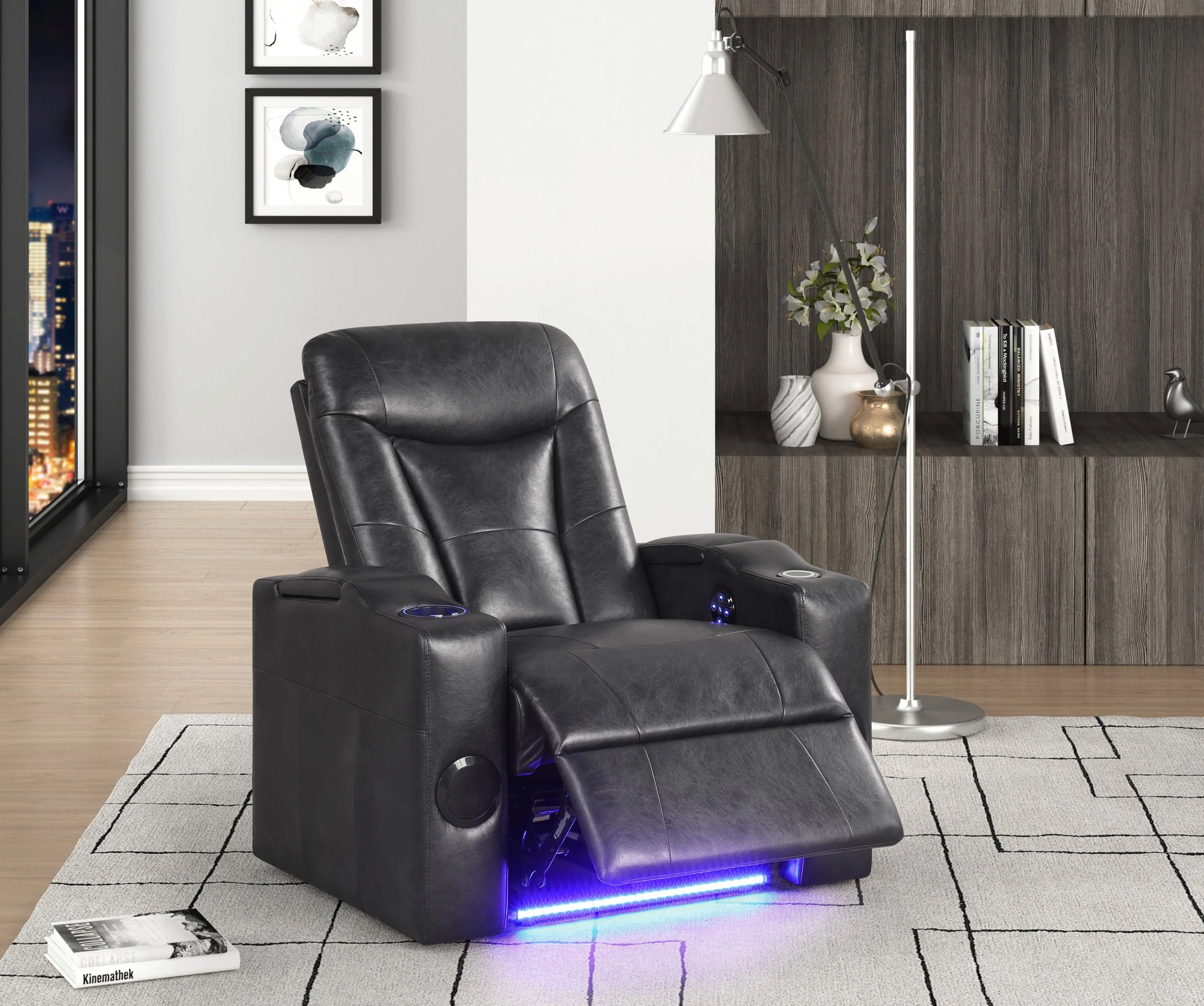 Topgun Black Power Reclining Chair (Bluetooth Speaker + Led Light)