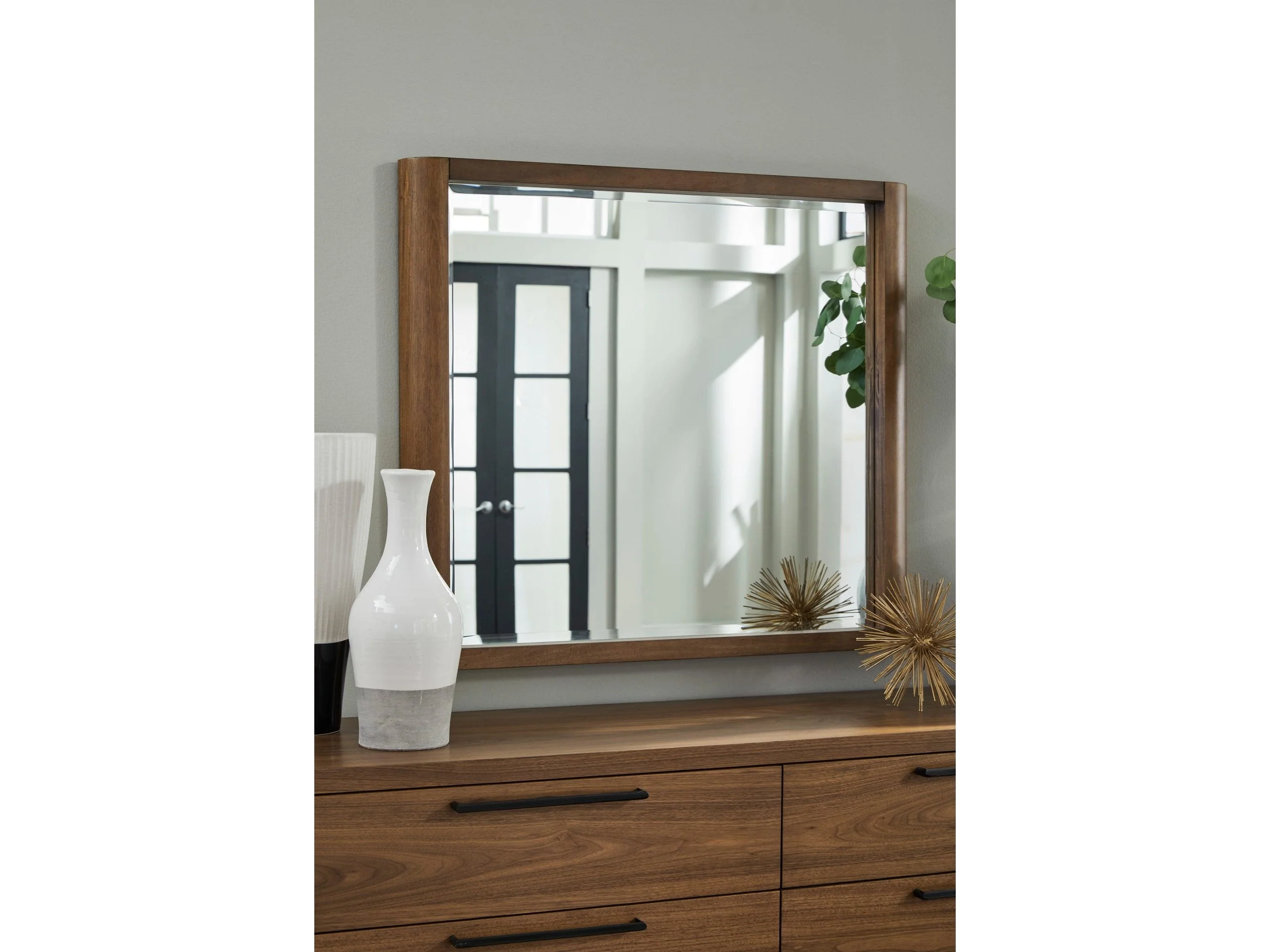 Totes English Walnut Beveled Glass Wall or Dresser Mirror