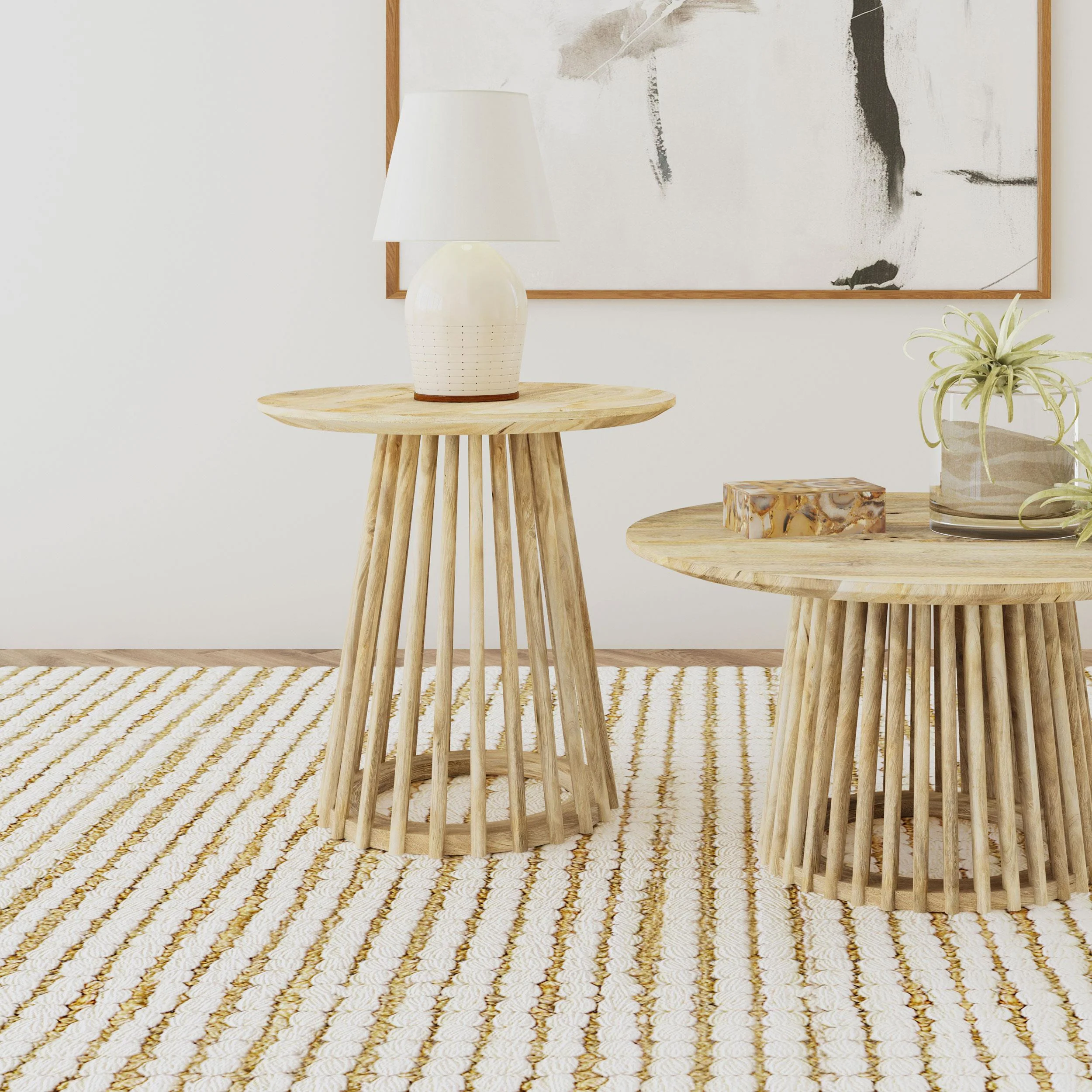 Touhy Natural Mango Round Solid Wood End Table
