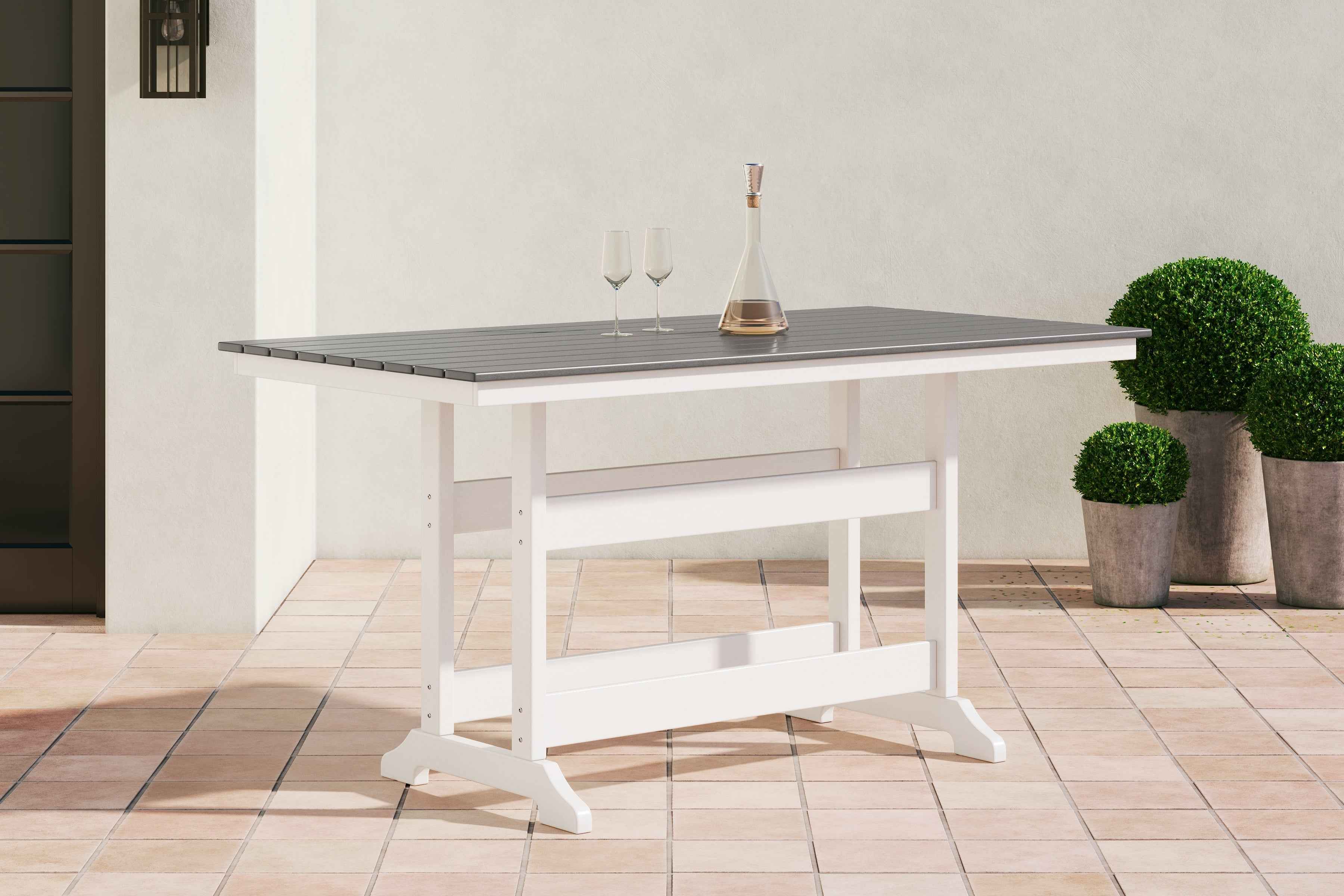 Transville Gray/White Outdoor Counter Height Dining Table - Image 4