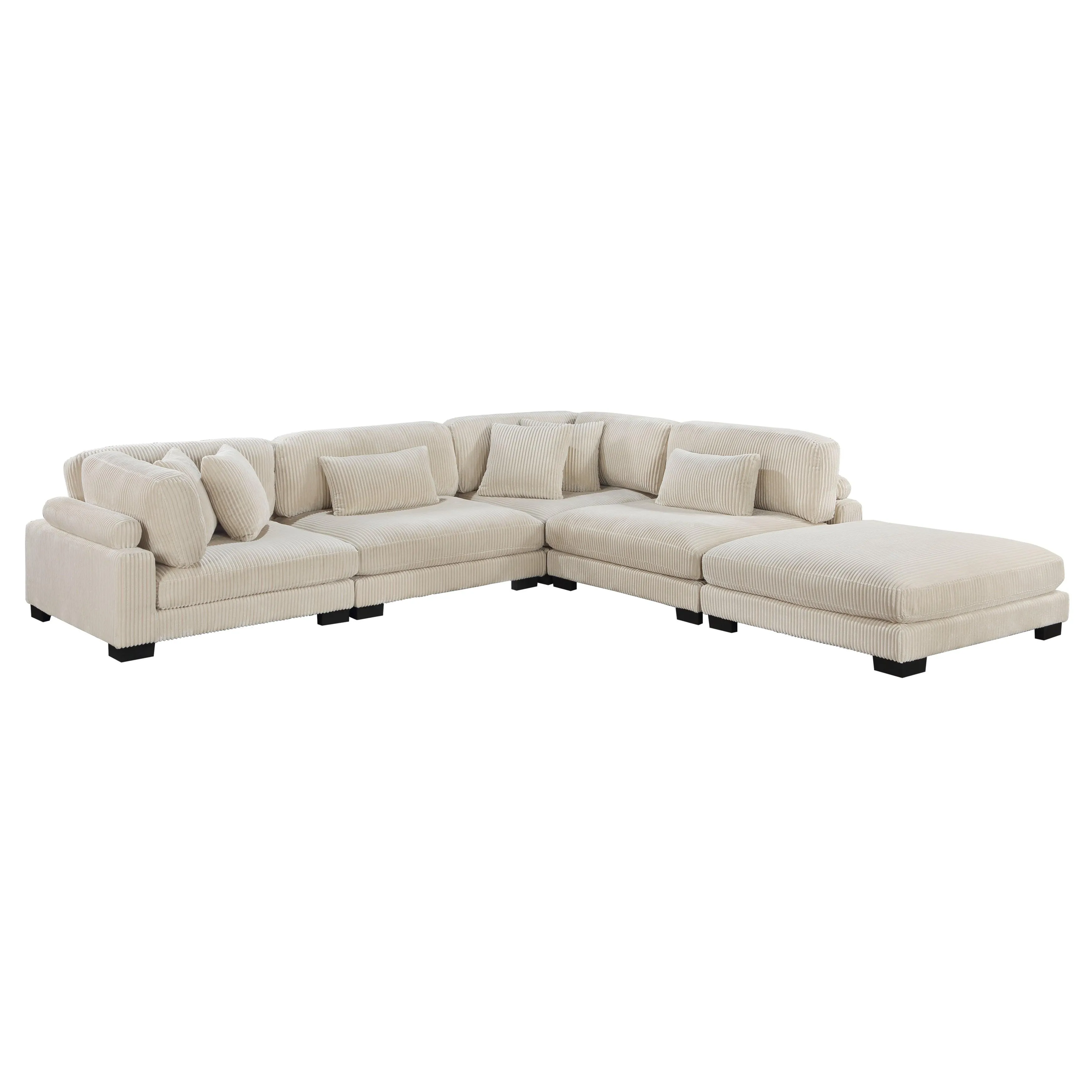 Traverse Beige Corduroy 5-Piece Modular Sectional with Ottoman - Image 2
