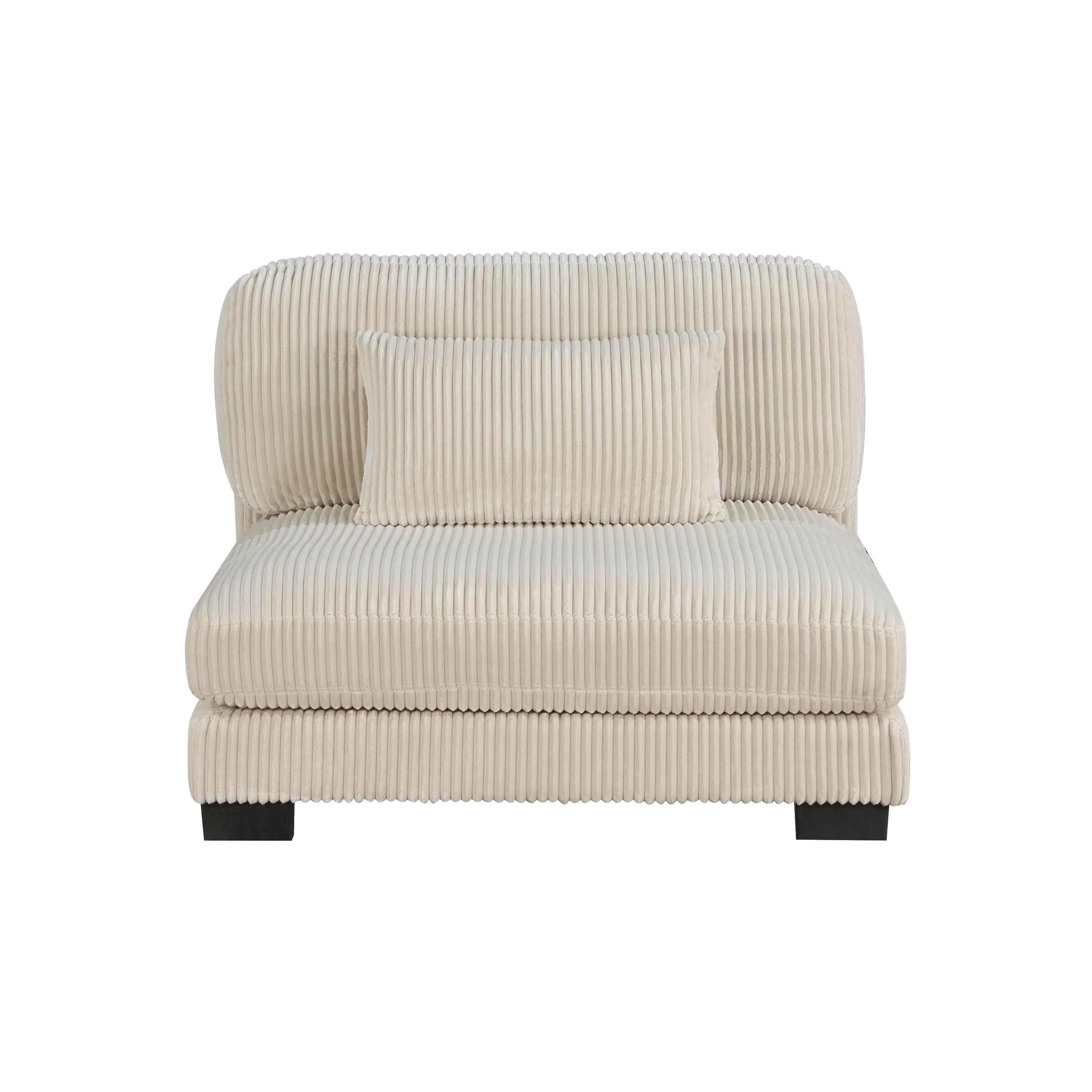 Traverse Beige Corduroy Armless Chair - Image 3