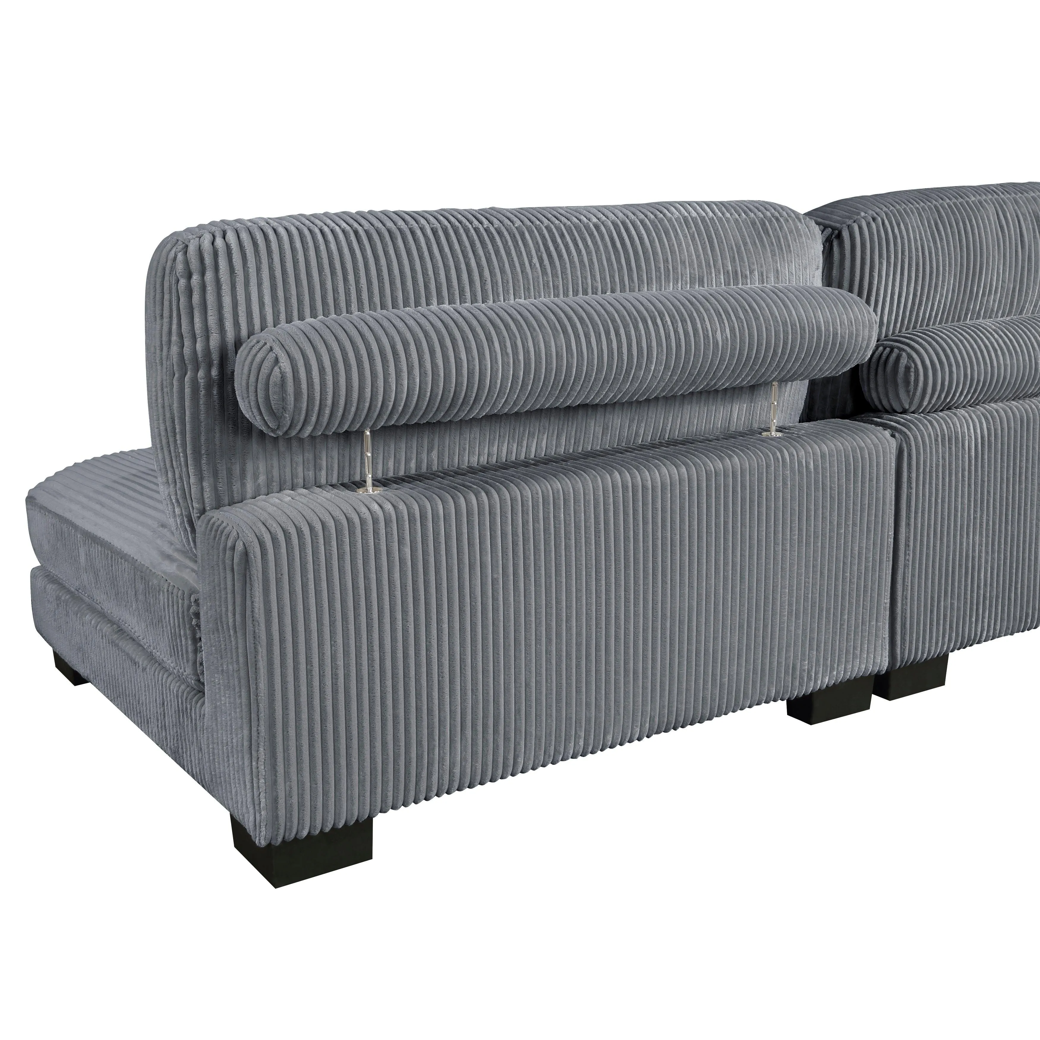 Traverse Gray Corduroy 6-Piece Modular Sectional with Ottoman - Image 2