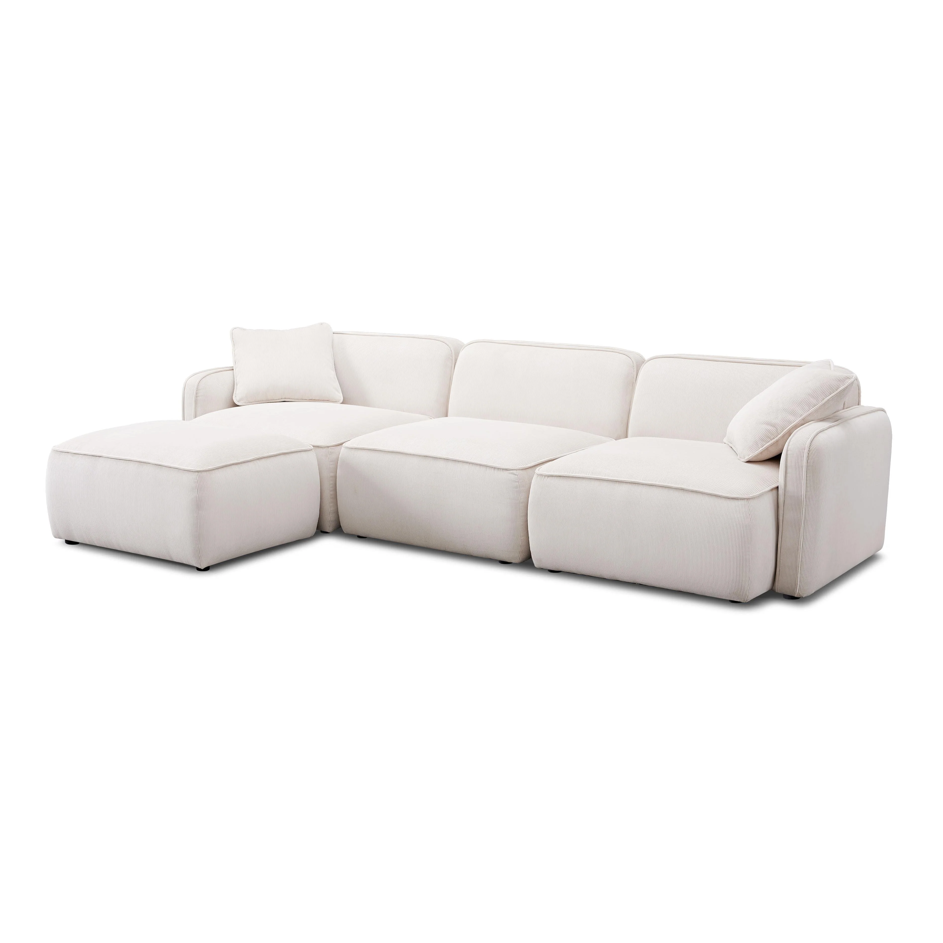 Travie Performance Corduroy Velvet 4-Piece Modular Sectional - Image 3