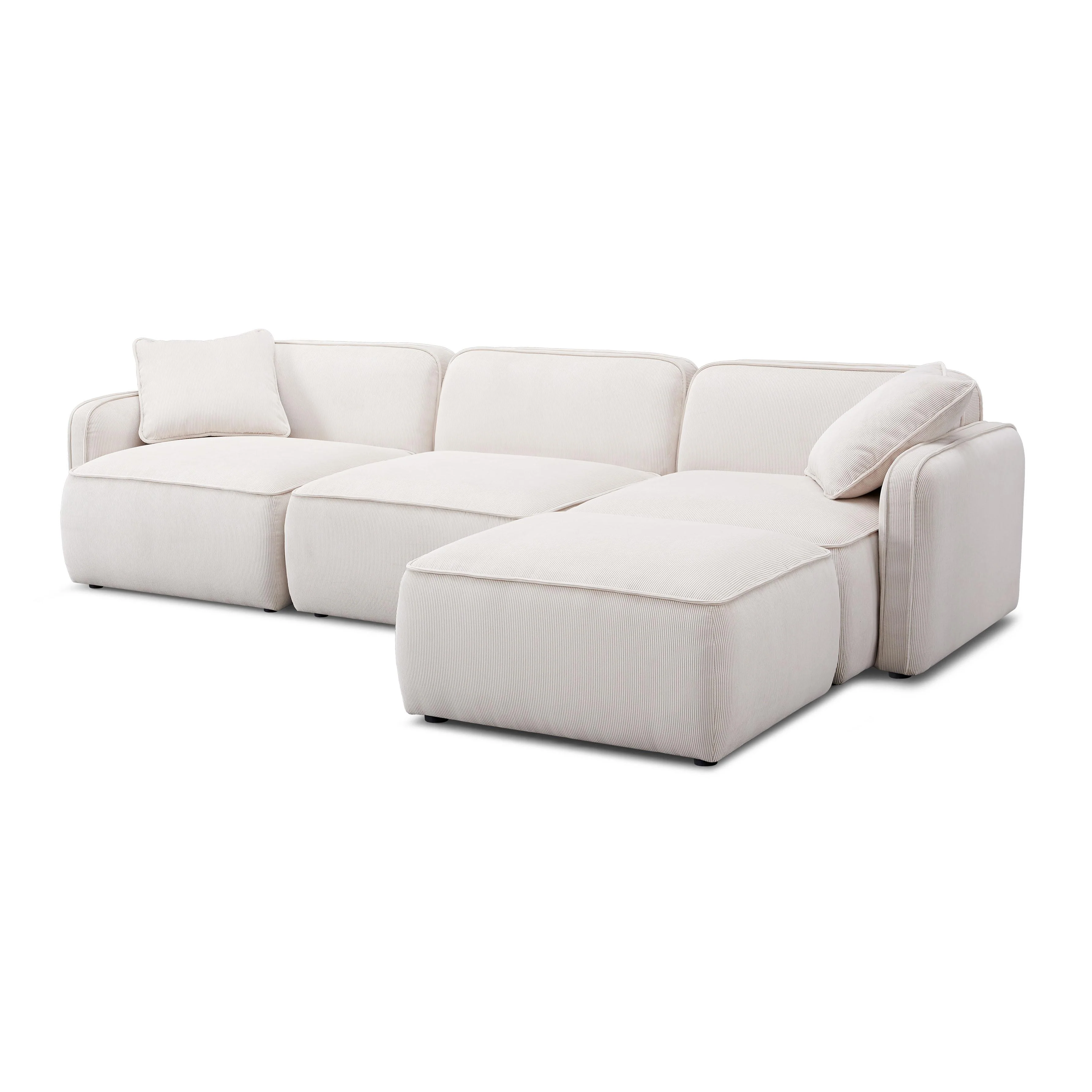 Travie Performance Corduroy Velvet 4-Piece Modular Sectional - Image 4