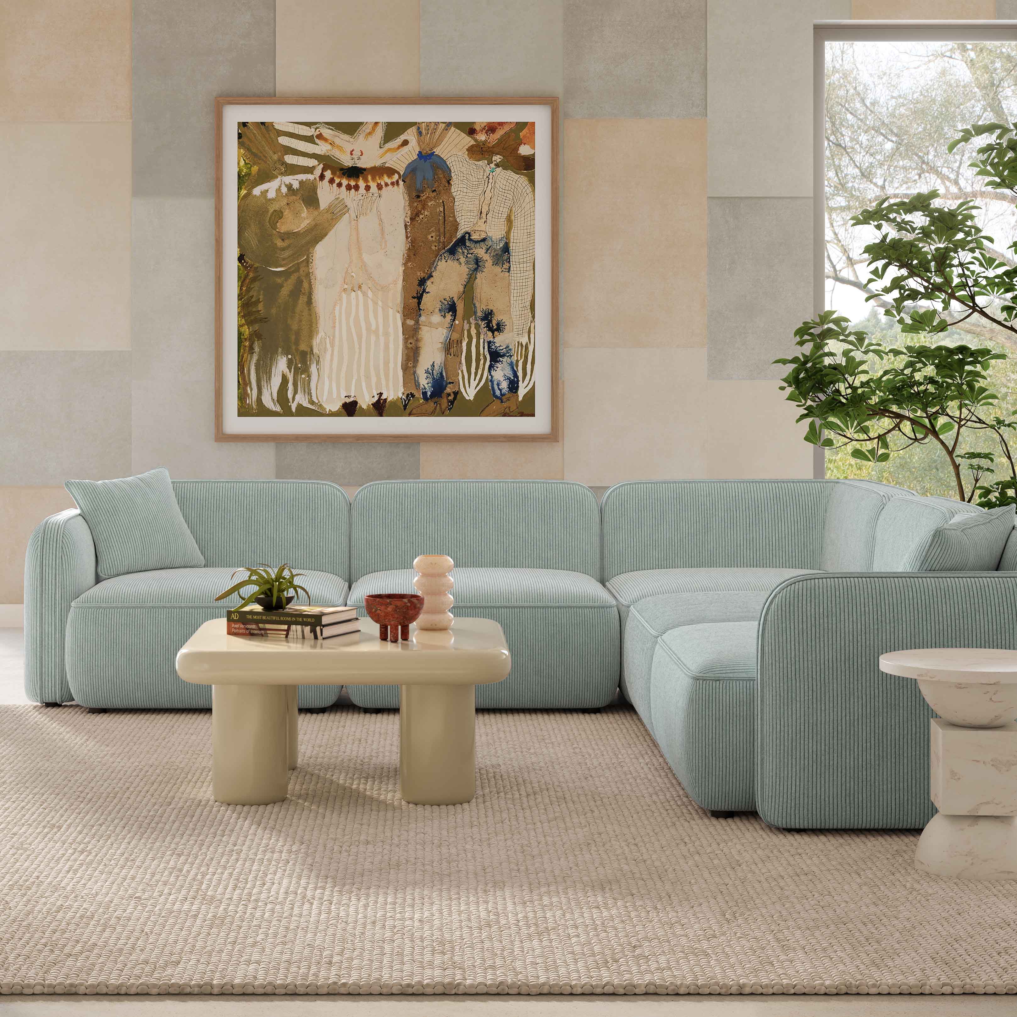 Travie Performance Corduroy Velvet Modular L-Sectional - Image 9